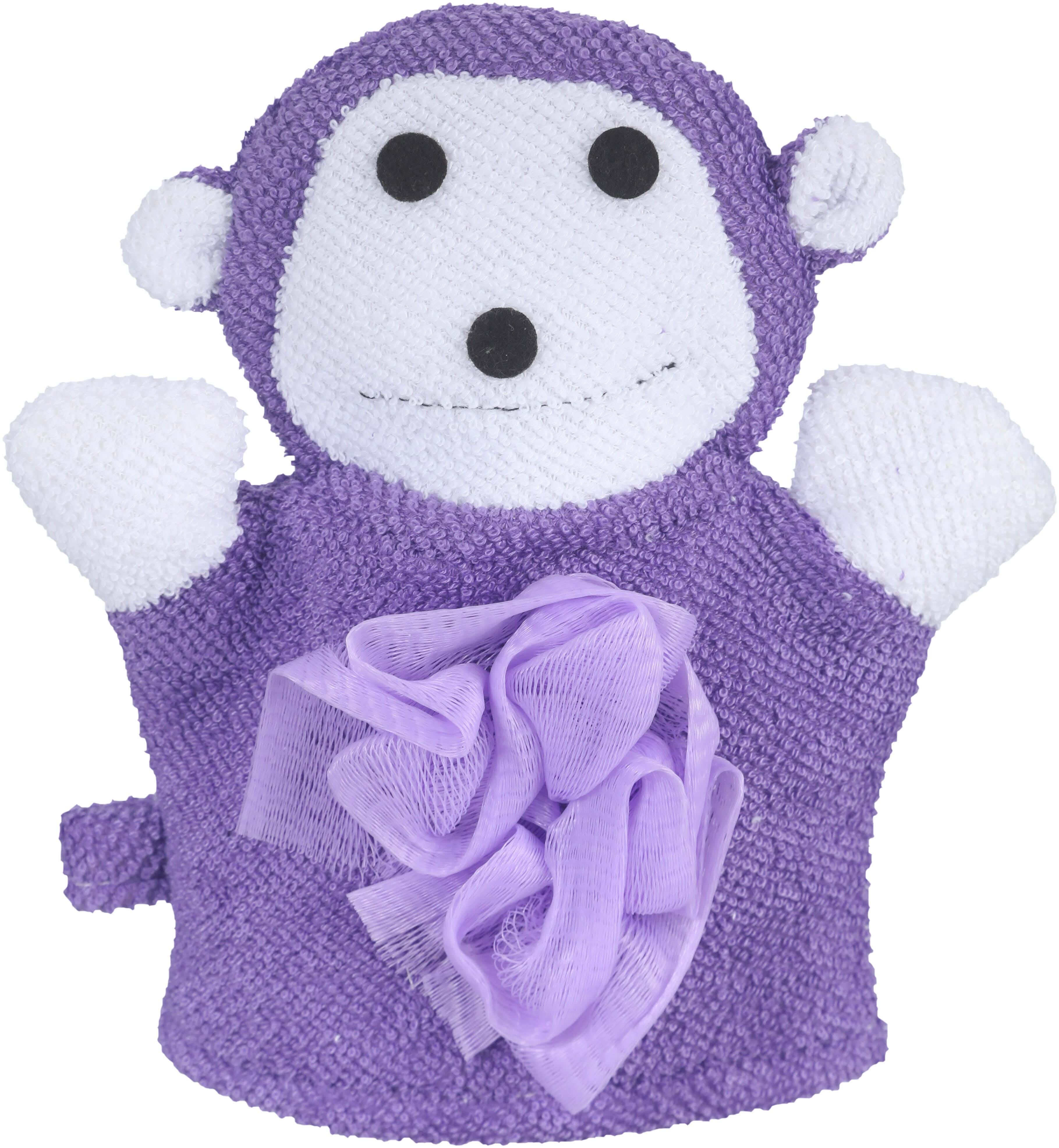 Medical Bath Sponge For Children, Palm Shape, 15×20 cm - Purple