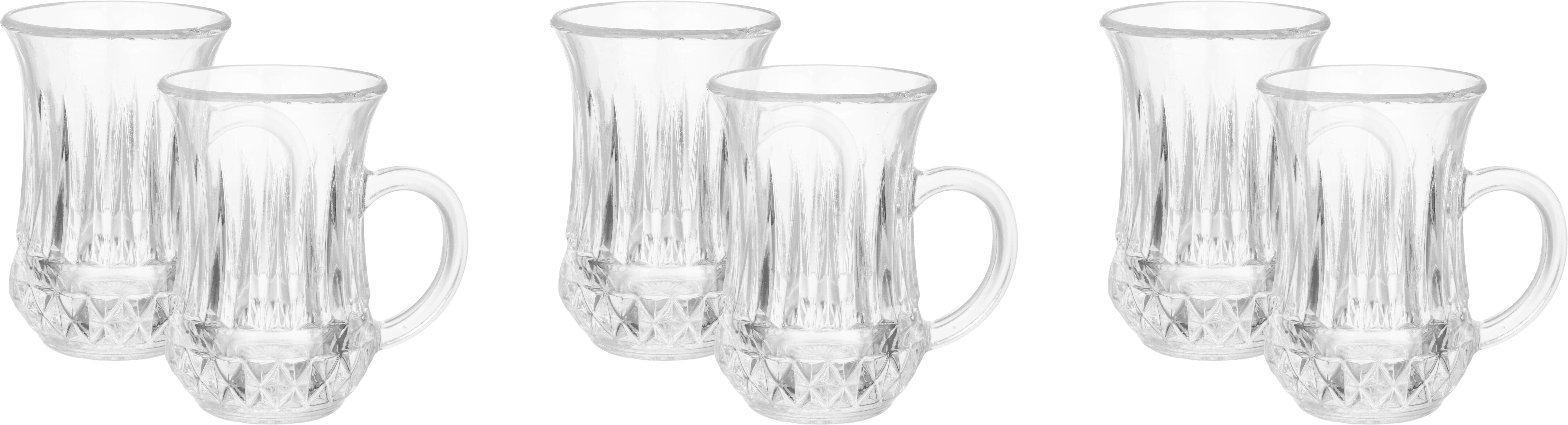Glass Istikana Set, 6 Pieces, 210 ml - Clear