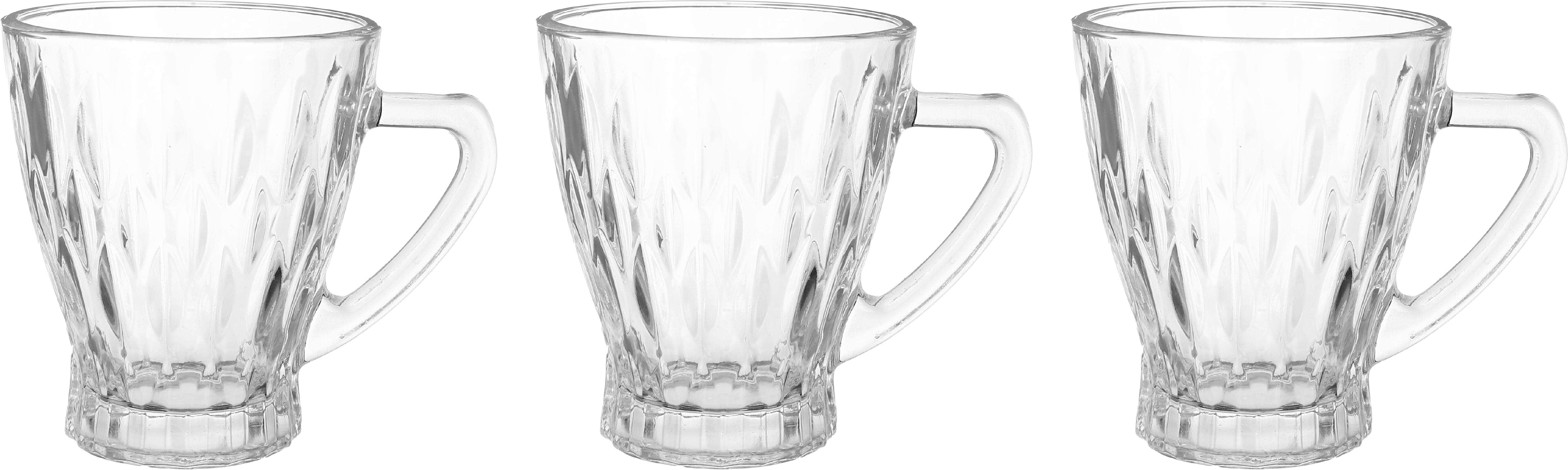 Galaxy Glass Tea Mug Set, 3 Pieces, 250 ml - Clear