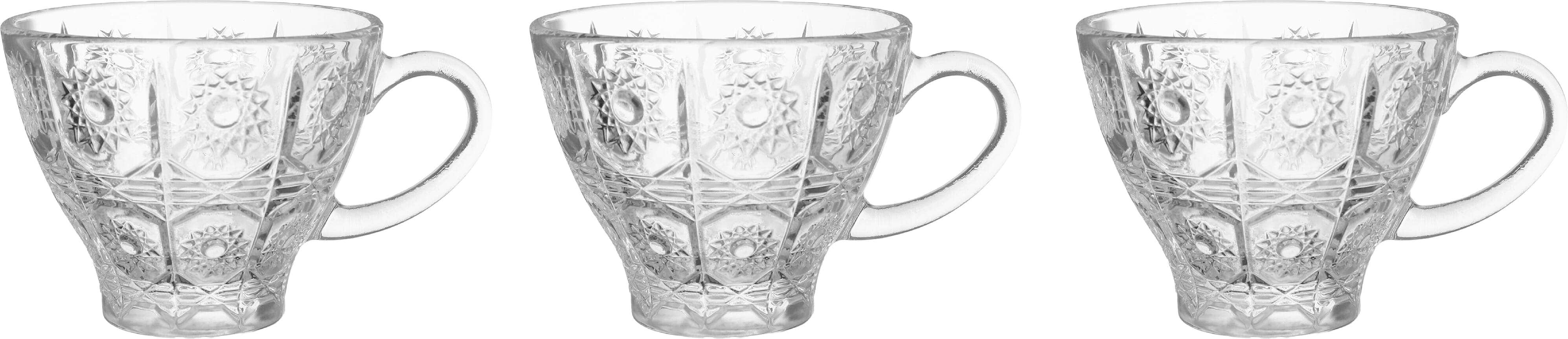 Galaxy Glass Tea Mug Set, 3 Pieces, 210 ml - Clear