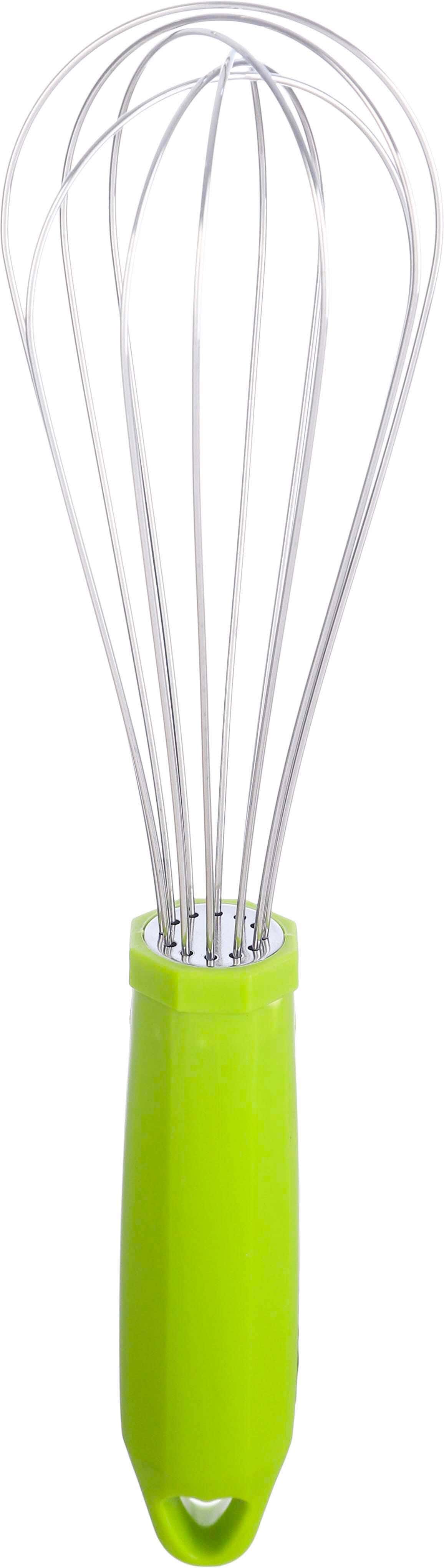 Stainless Steel Egg Beater, Plastic Handle, 12 cm - Lemon