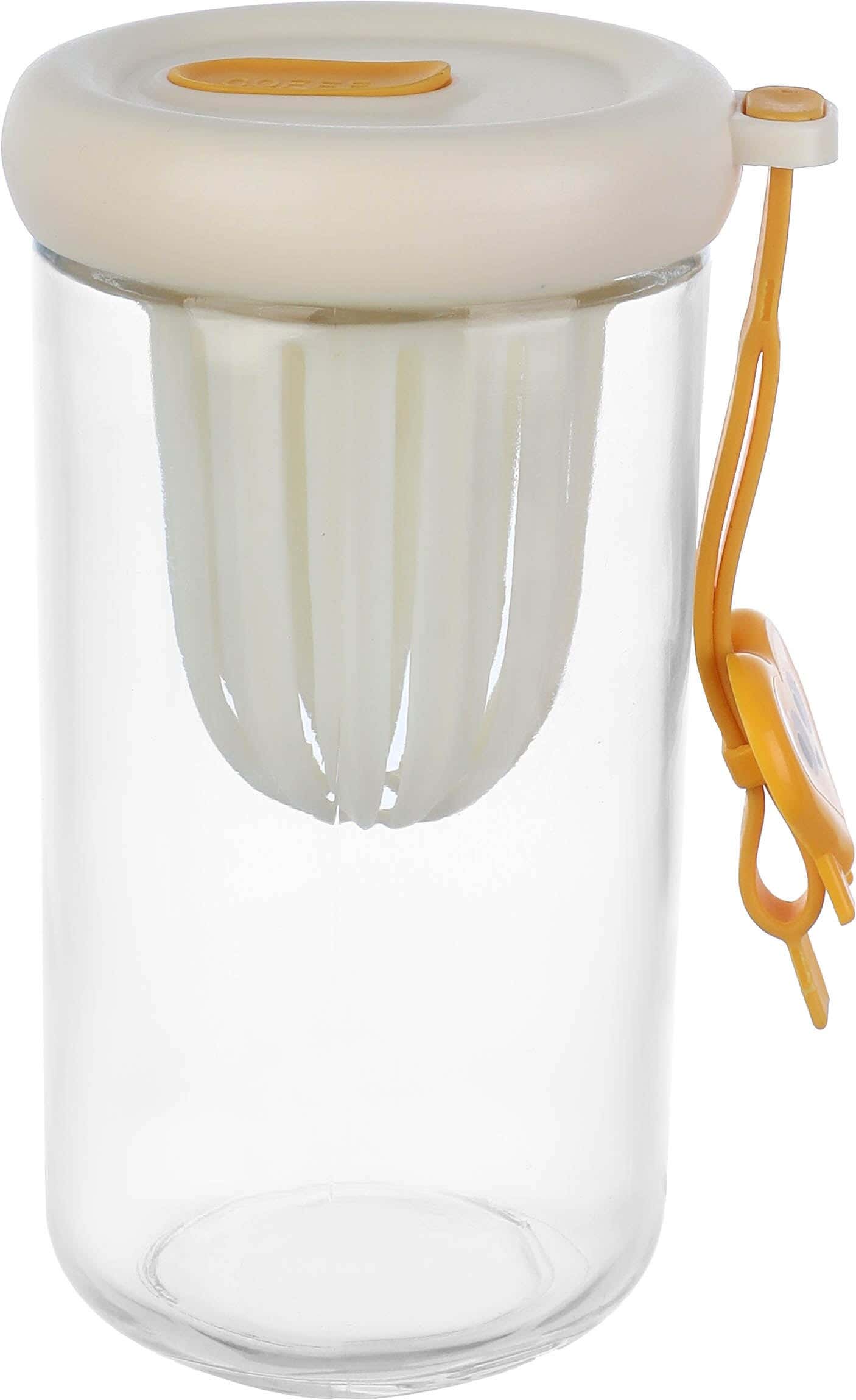 Glass Cup with Straw and Inner Strainer, 500 ml - Clear Off White
