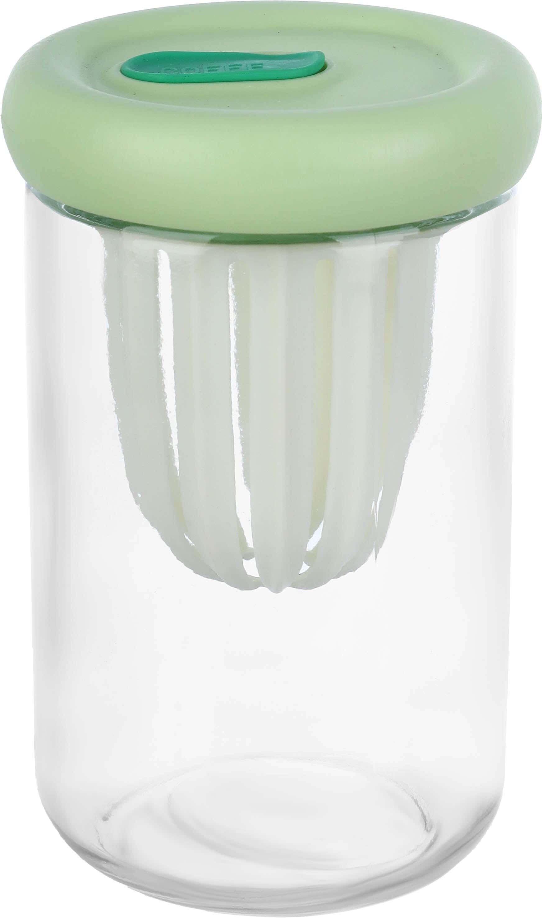 Glass Cup with Straw and Inner Strainer, 480 ml - Clear Light Green
