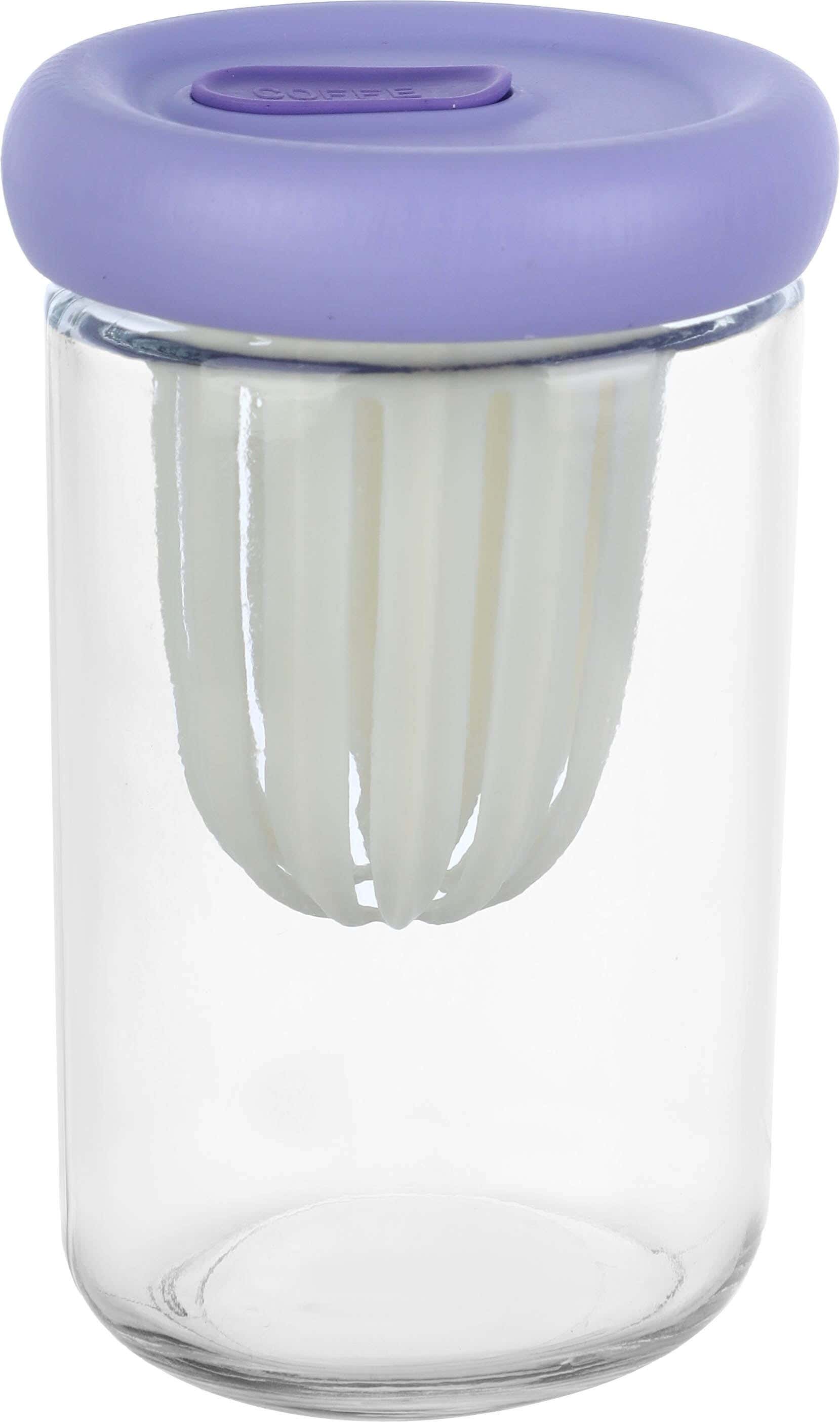 Glass Cup with Straw and Inner Strainer, 480 ml - Clear Light Mauve