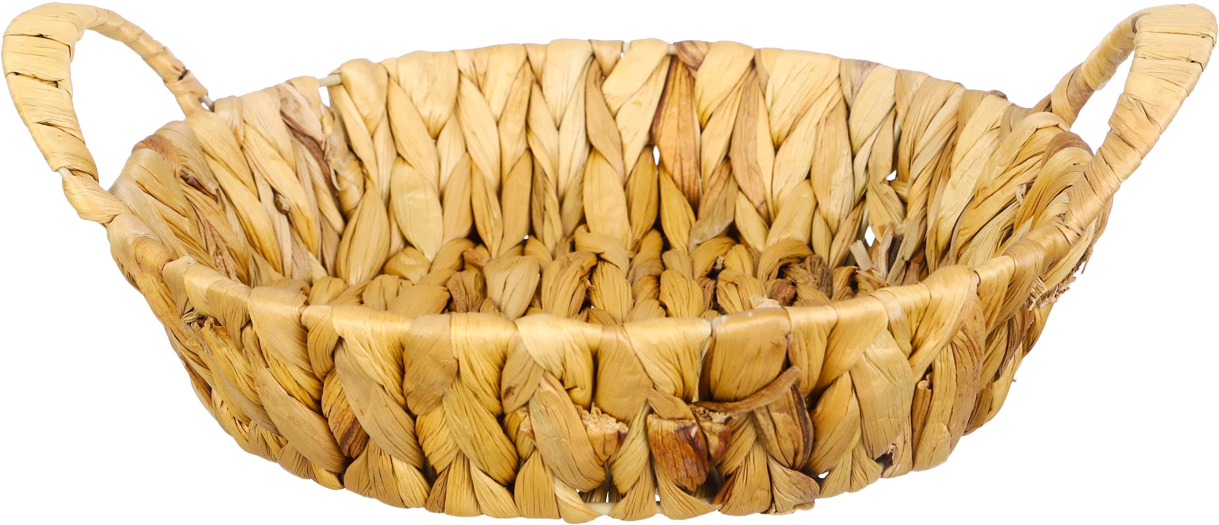 Metal Bread Basket, Rattan Cover, 25×30×6 cm - Light Beige