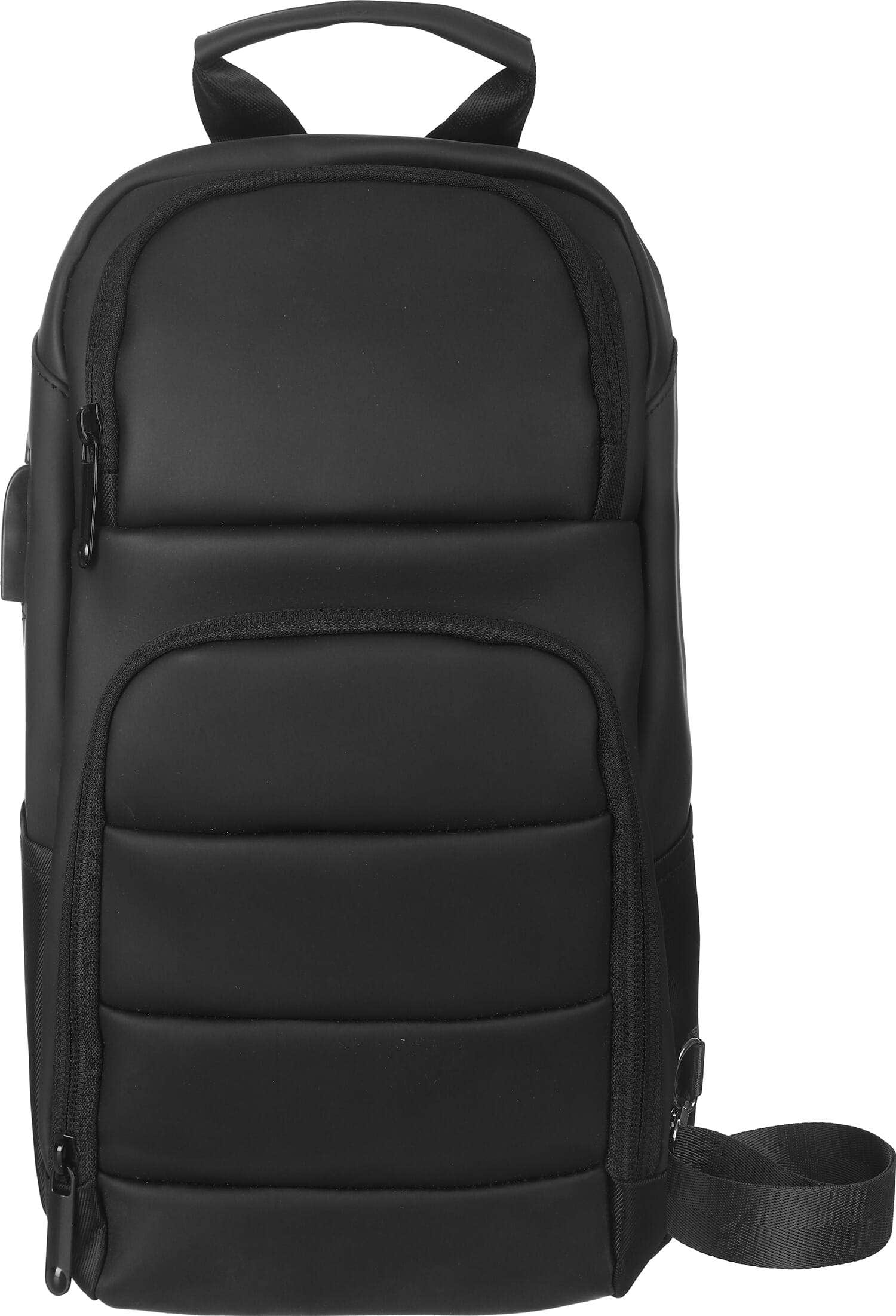Bange Waterproof Crossbody Bag, 3 Zippers, 33×20 cm, USB Port - Black