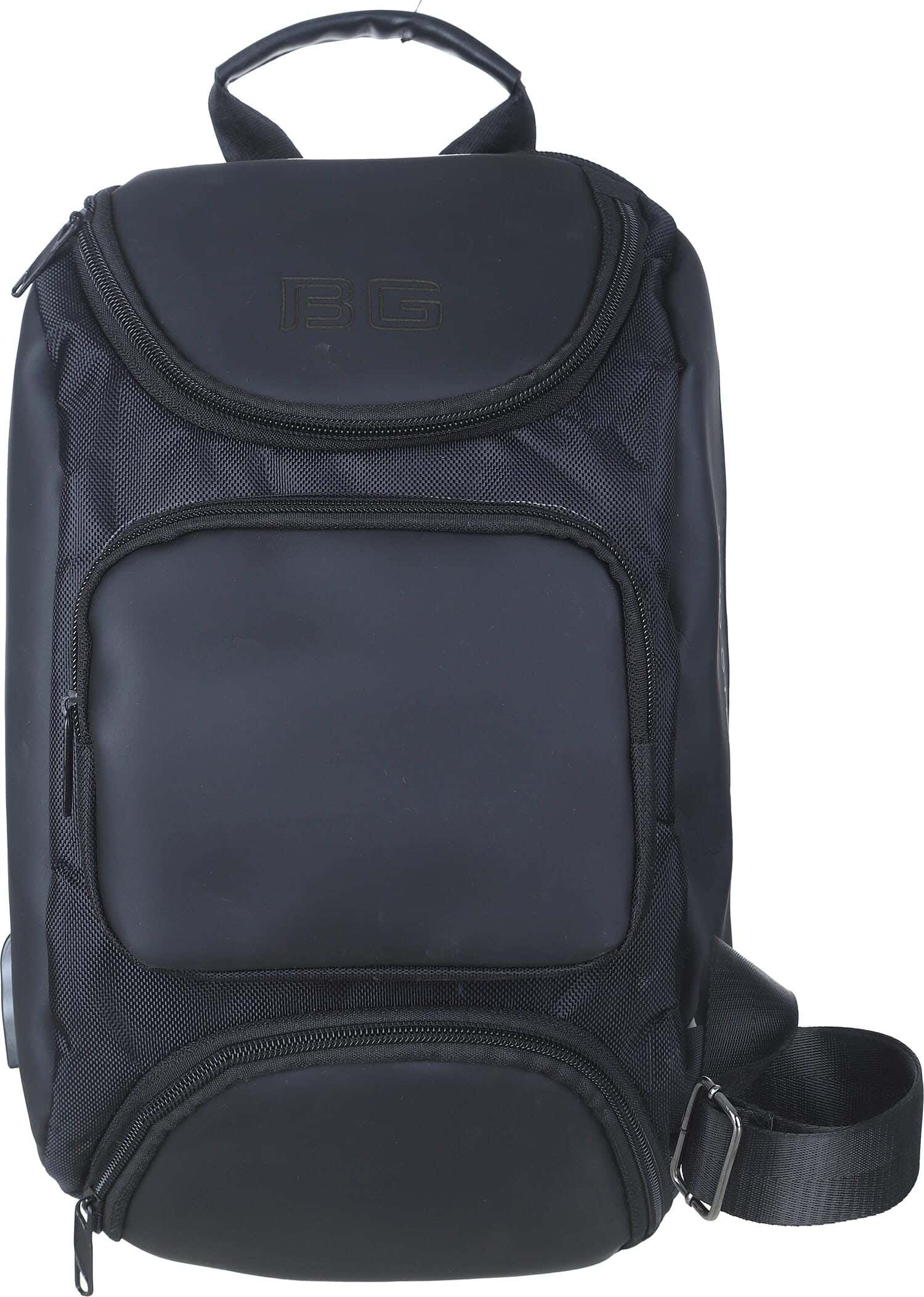 Bange Waterproof Crossbody Bag, 7 Zippers, 35×19 cm, USB Port - Black
