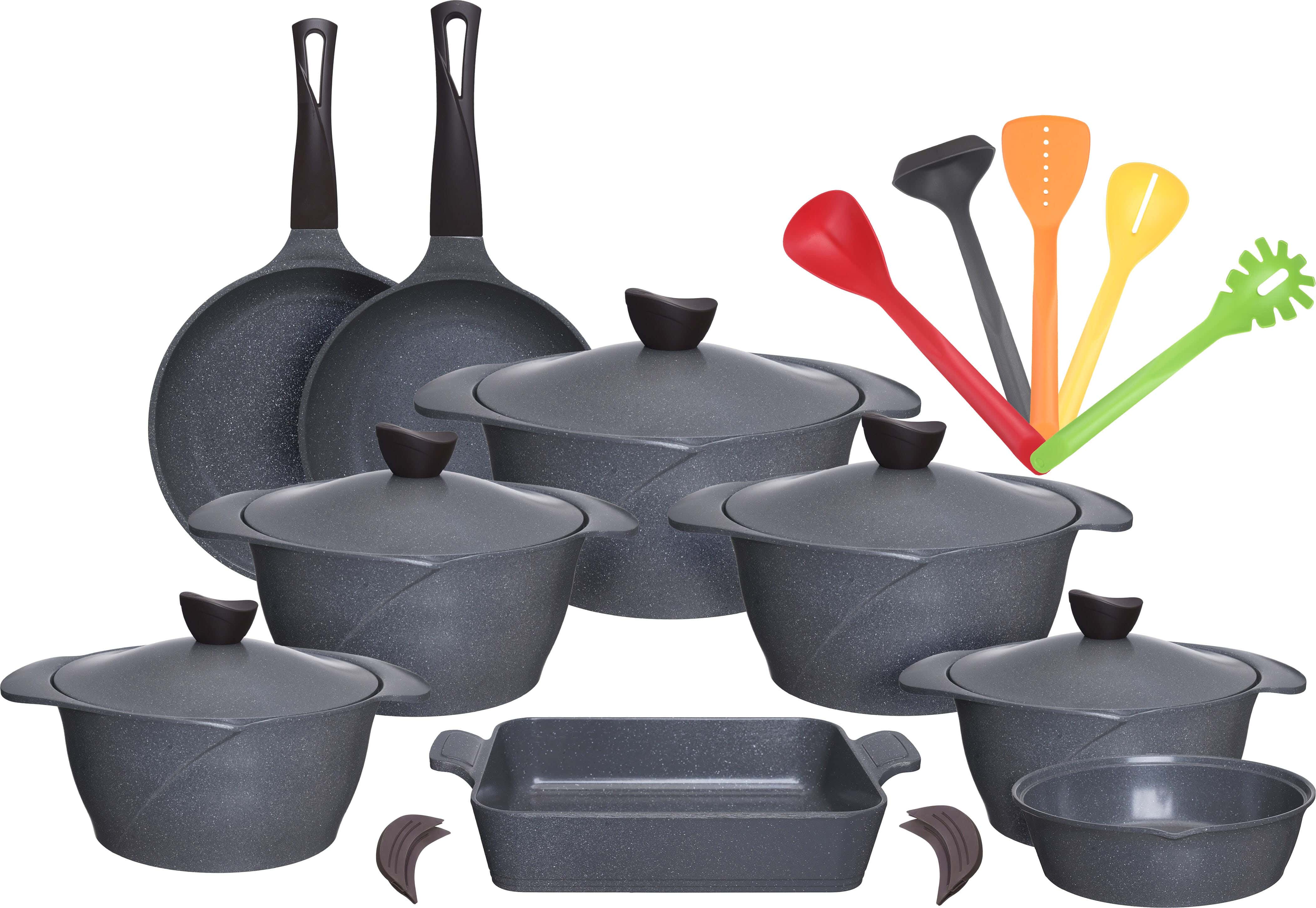 Master Flower Granite Pots Set, 23 Pieces - Dark Grey