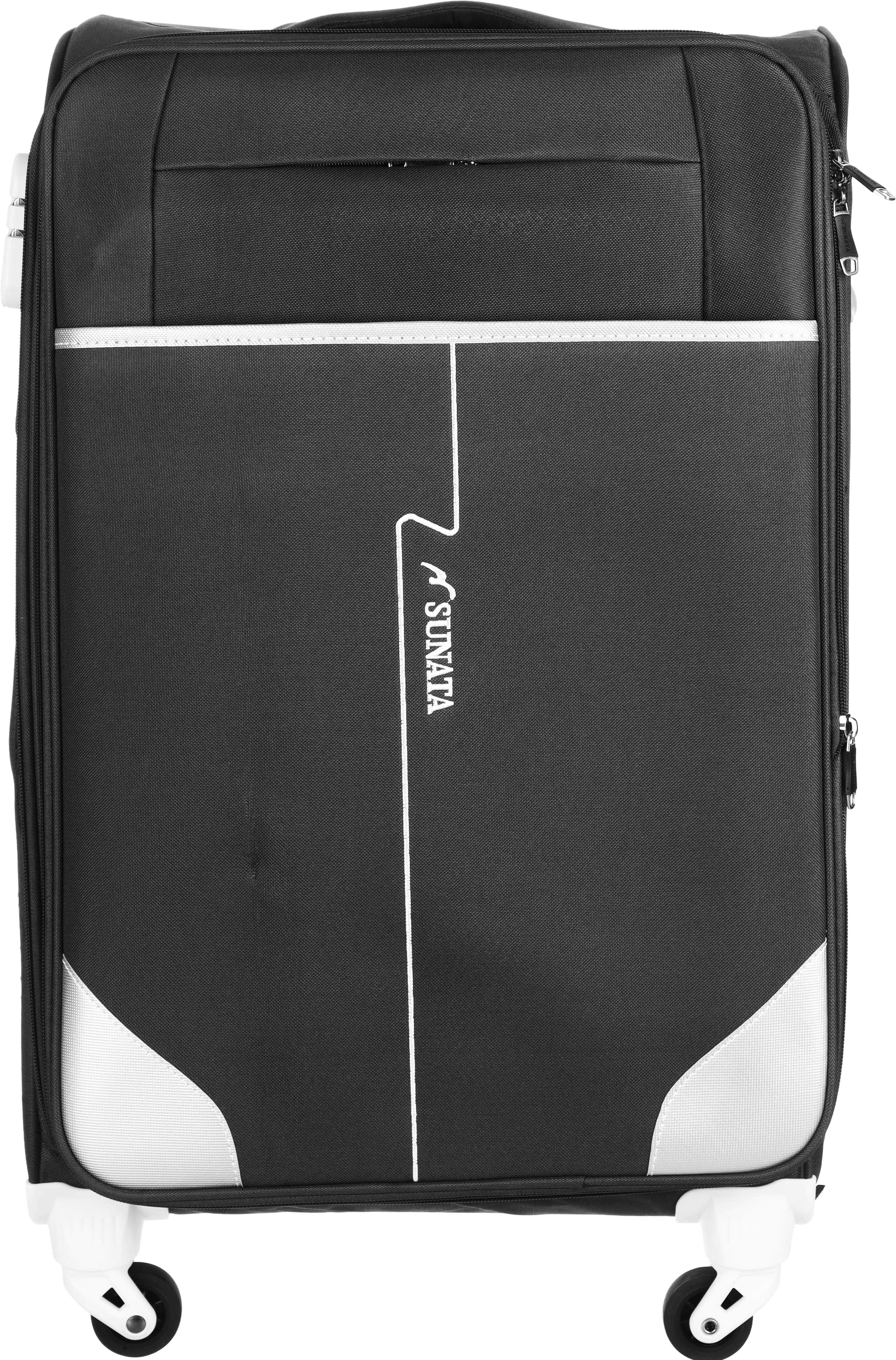 Sunata Fabric Luggage Trolley Bags, 24 Inch, 6 Zippers, Digital Lock - Black Grey