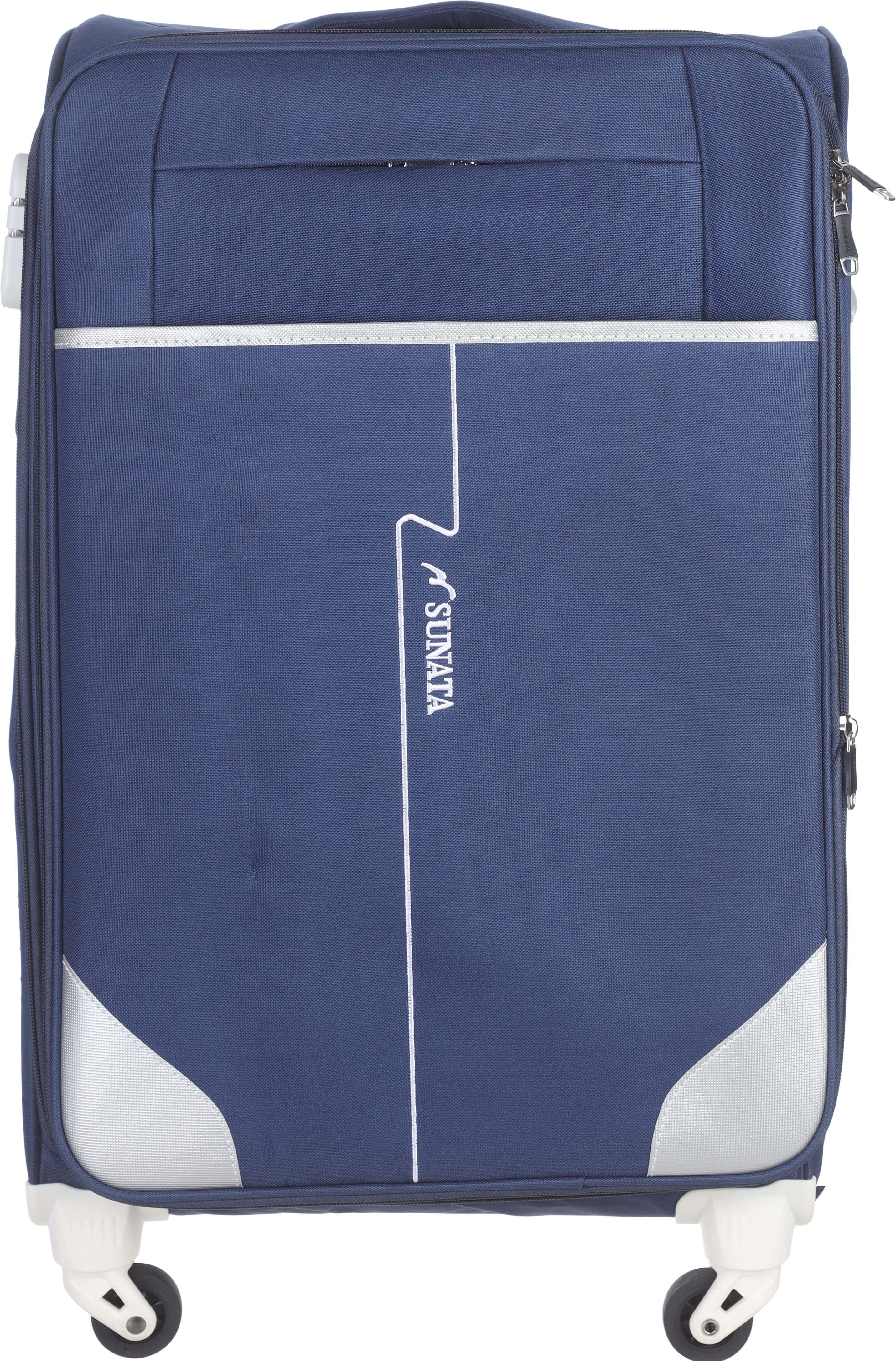 Sunata Fabric Luggage Trolley Bags, 24 Inch, 6 Zippers, Digital Lock - Navy Grey