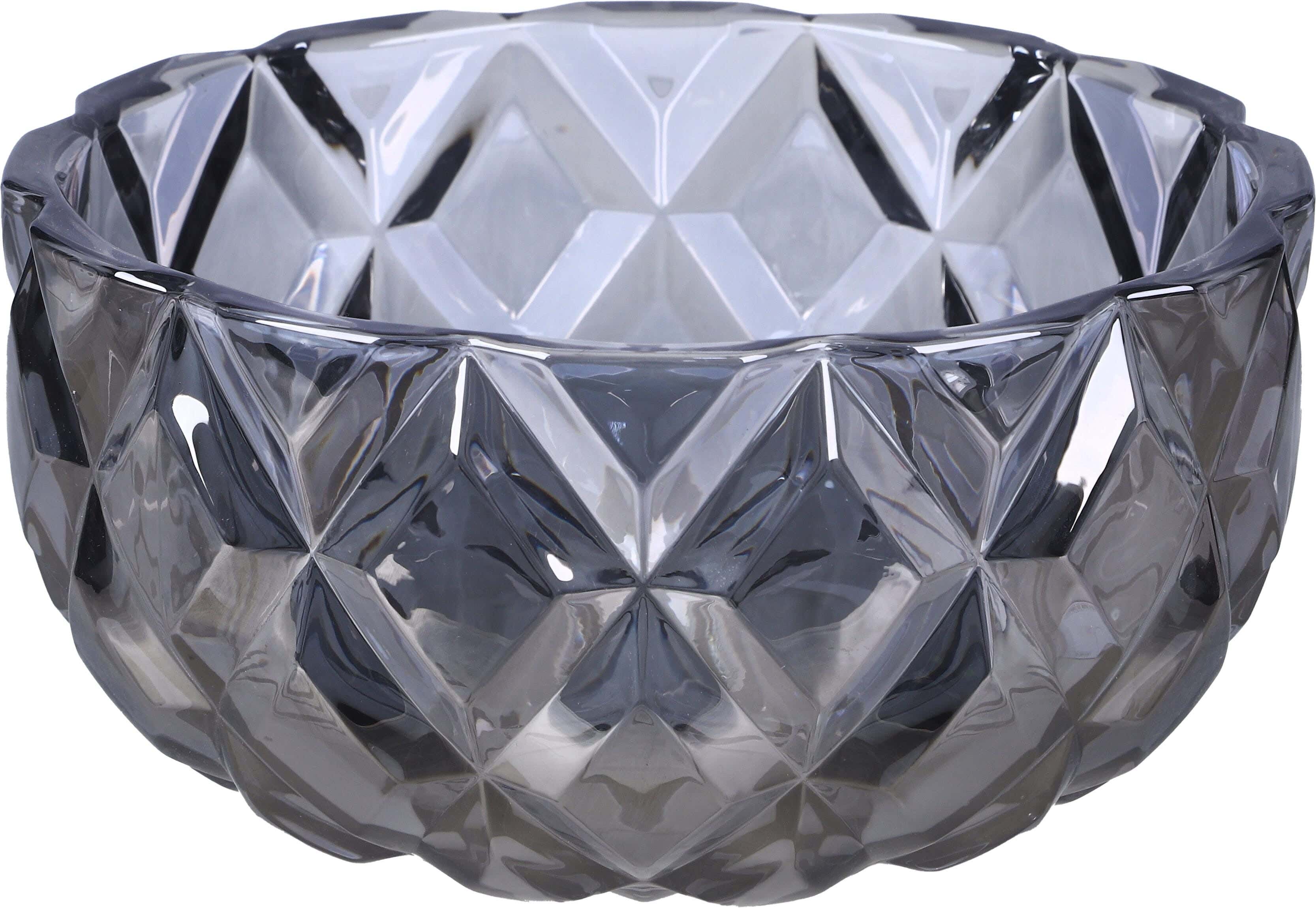 Glass Deep Round Fruit Plate, 25 cm - Grey