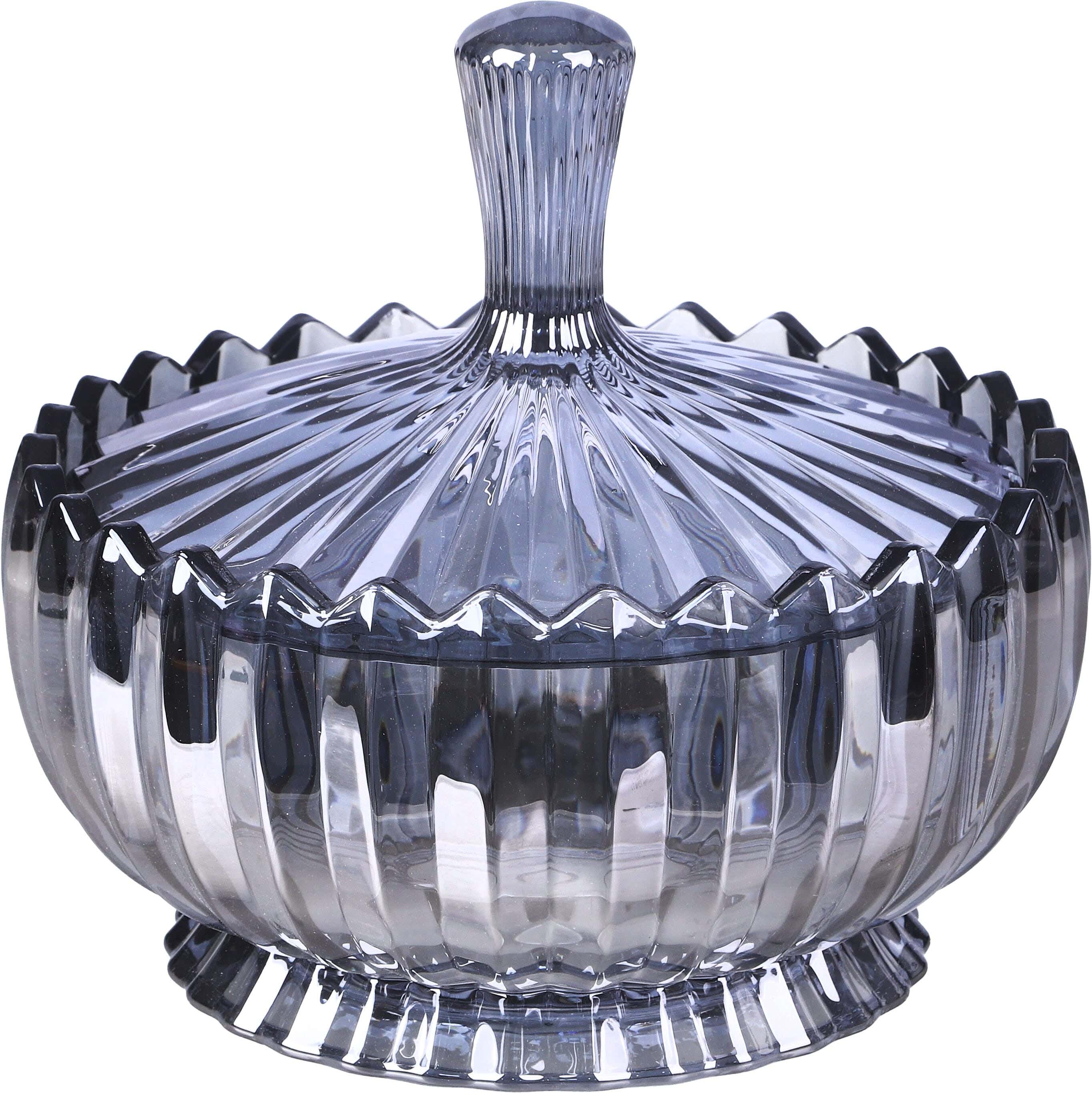 Glass Bonbonniere With Lid, 22 cm - Grey