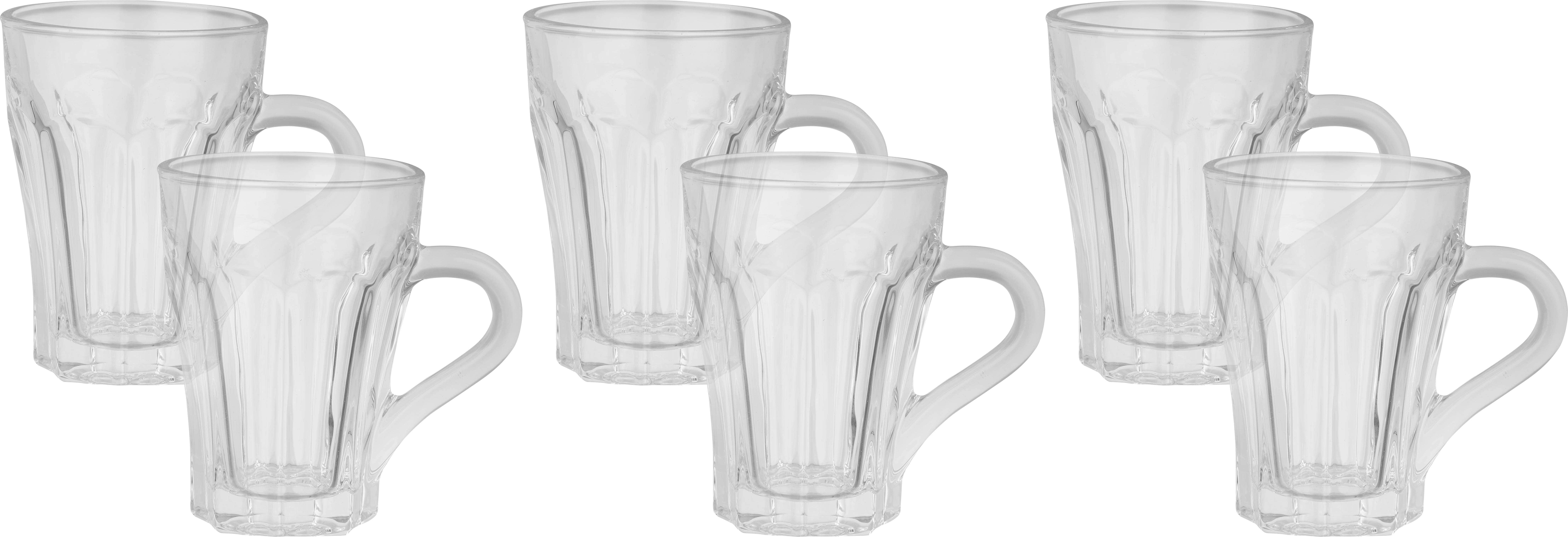 Glass Mug Set, 6 Pieces, 145 ml - Clear