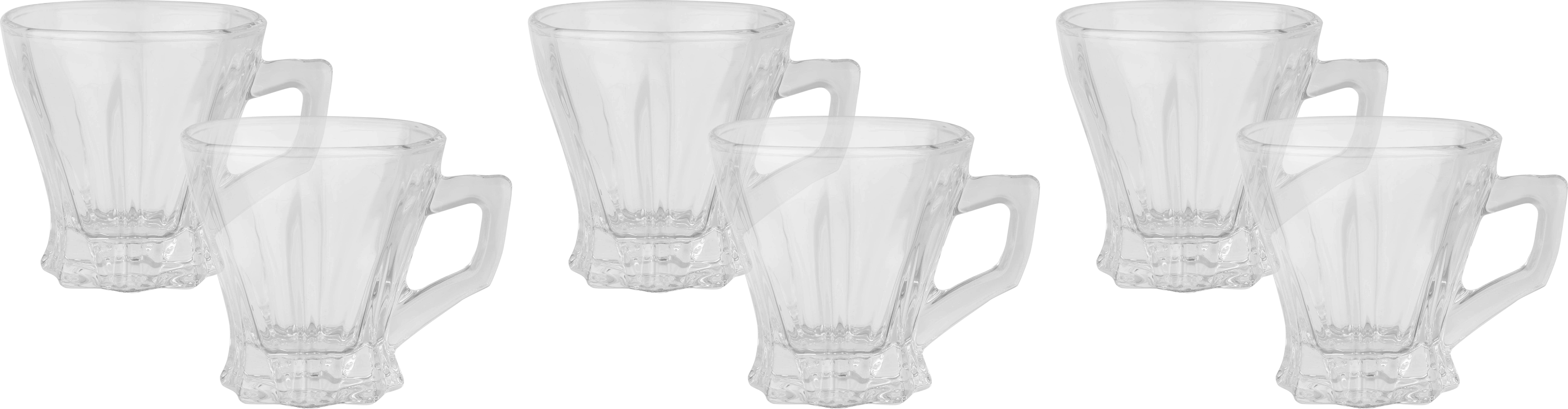 Glass Mug Set, 6 Pieces, 150 ml - Clear