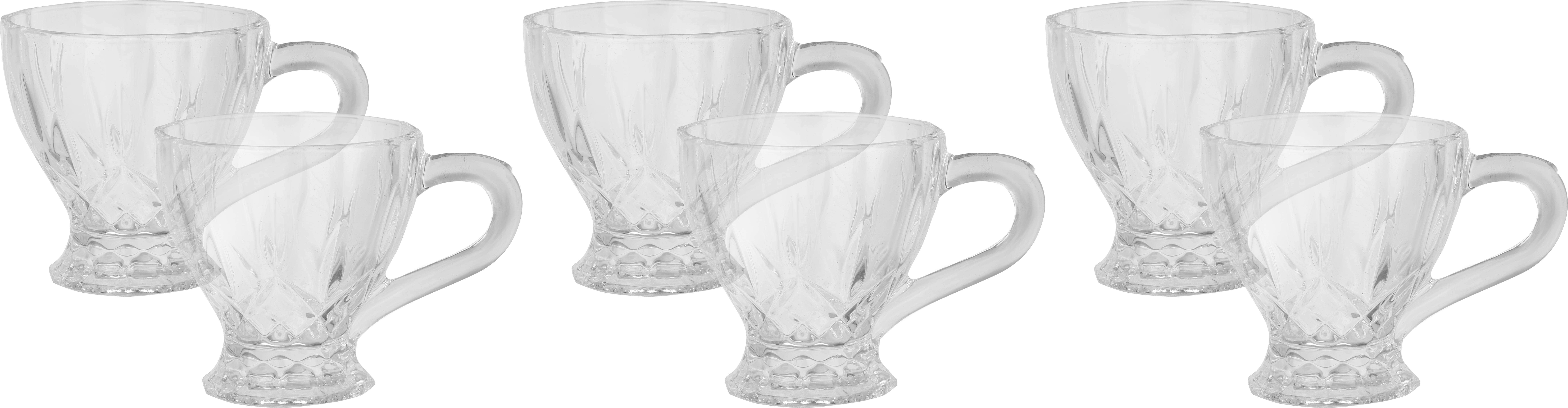 Glass Mug Set, 6 Pieces, 150 ml - Clear
