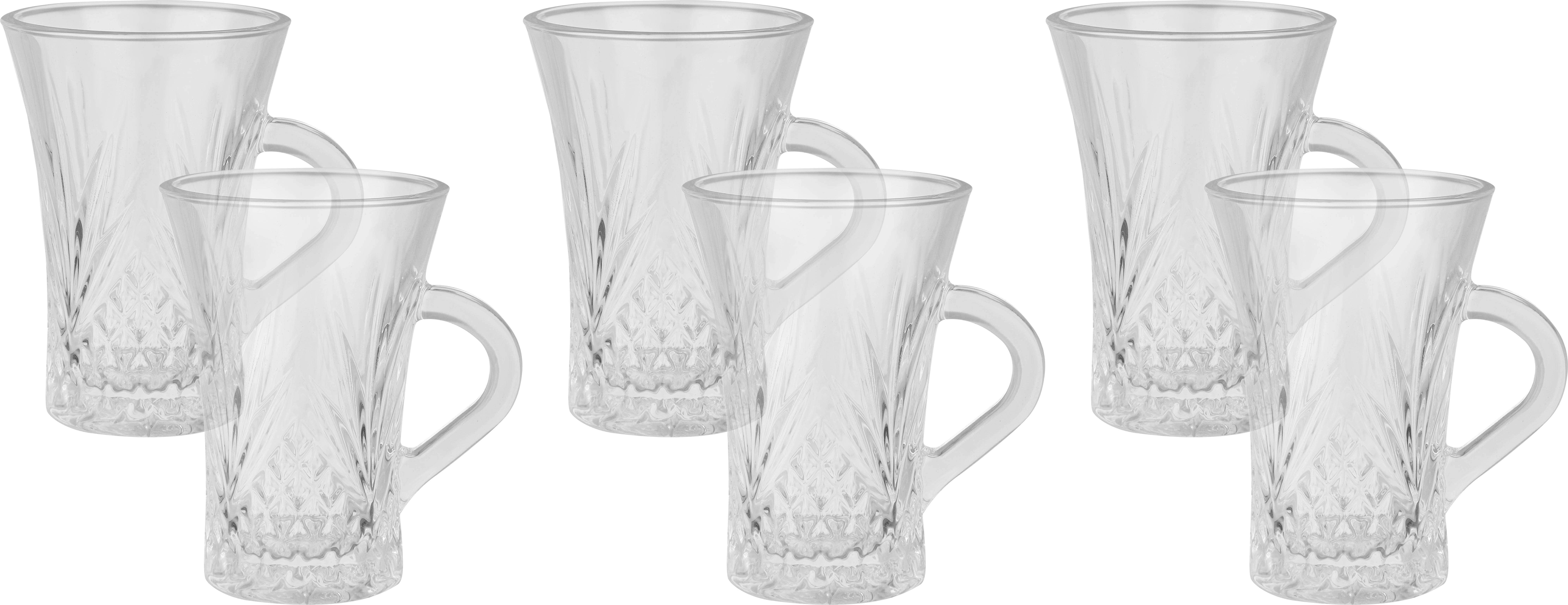 Glass Mug Set, 6 Pieces, 150 ml - Clear