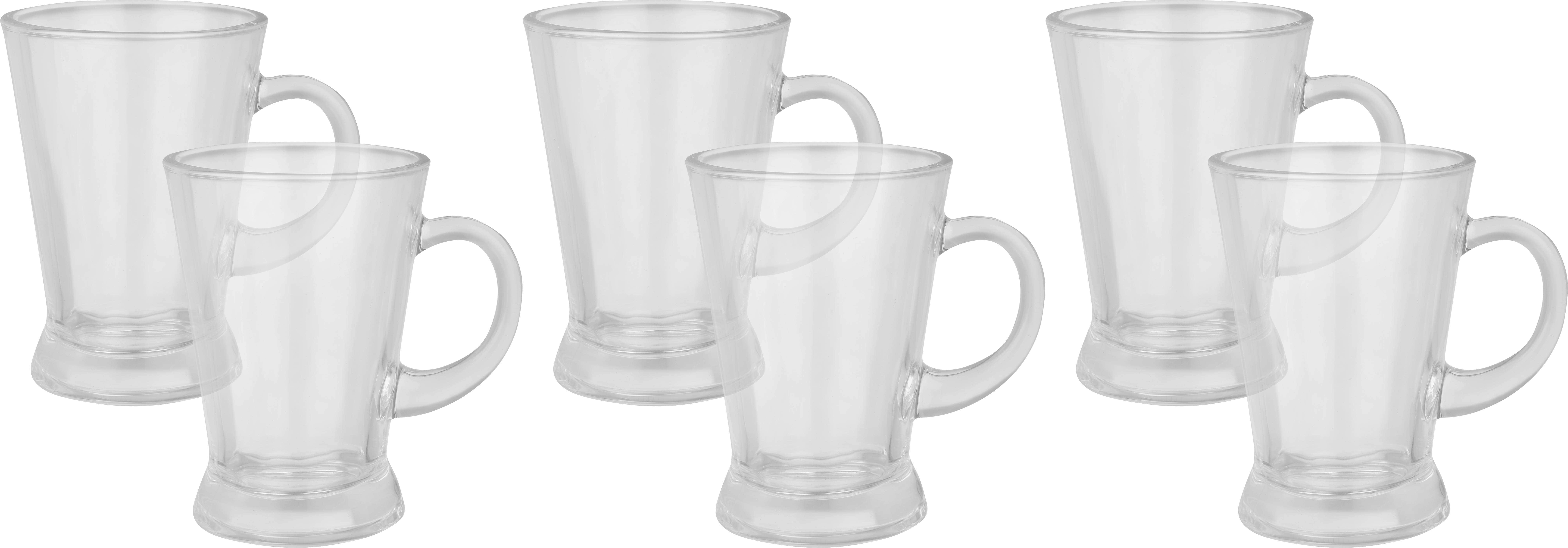 Glass Mug Set, 6 Pieces, 175 ml - Clear