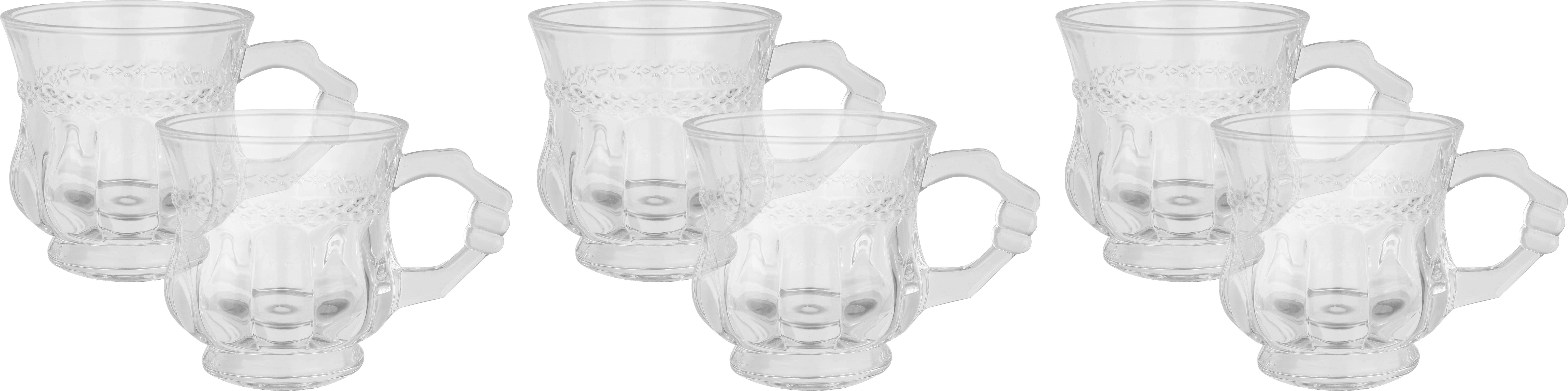 Glass Mug Set, 6 Pieces, 135 ml - Clear