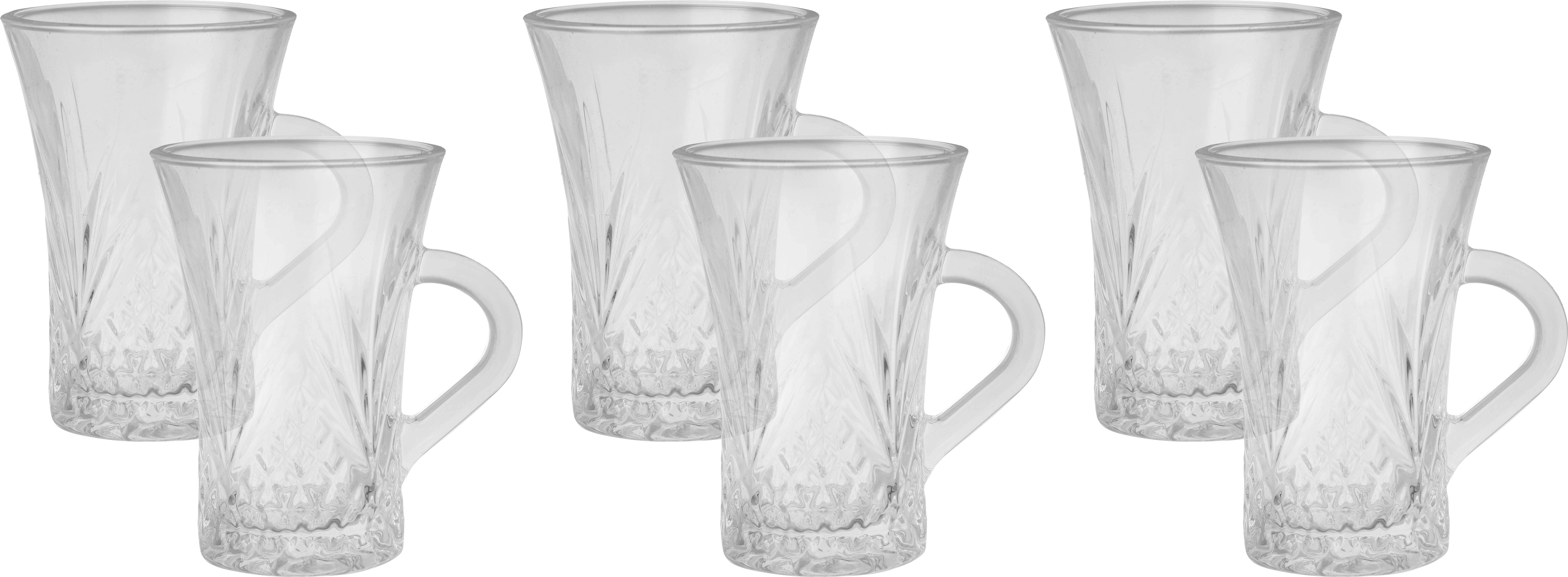 Glass Mug Set, 6 Pieces, 150 ml - Clear