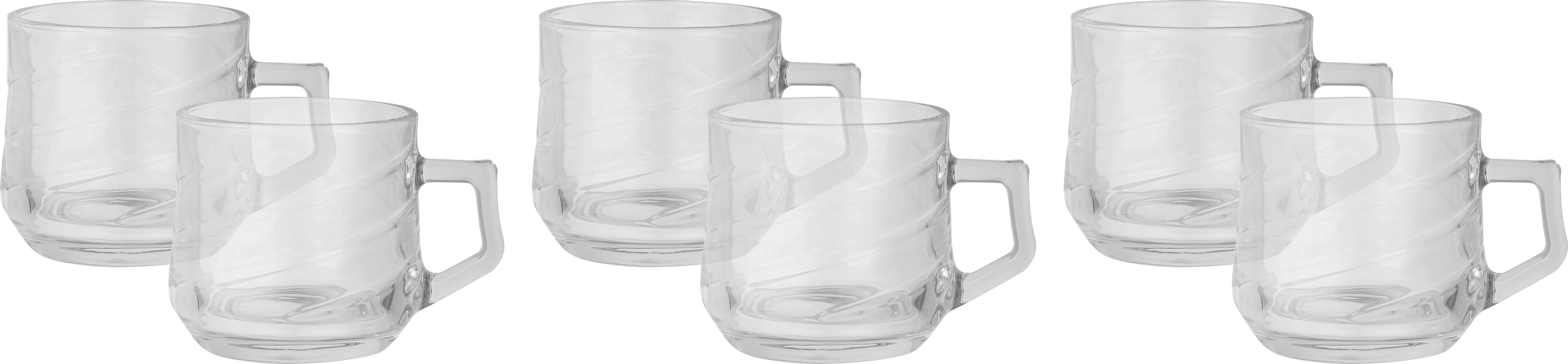 Glass Mug Set, 6 Pieces, 200 ml - Clear