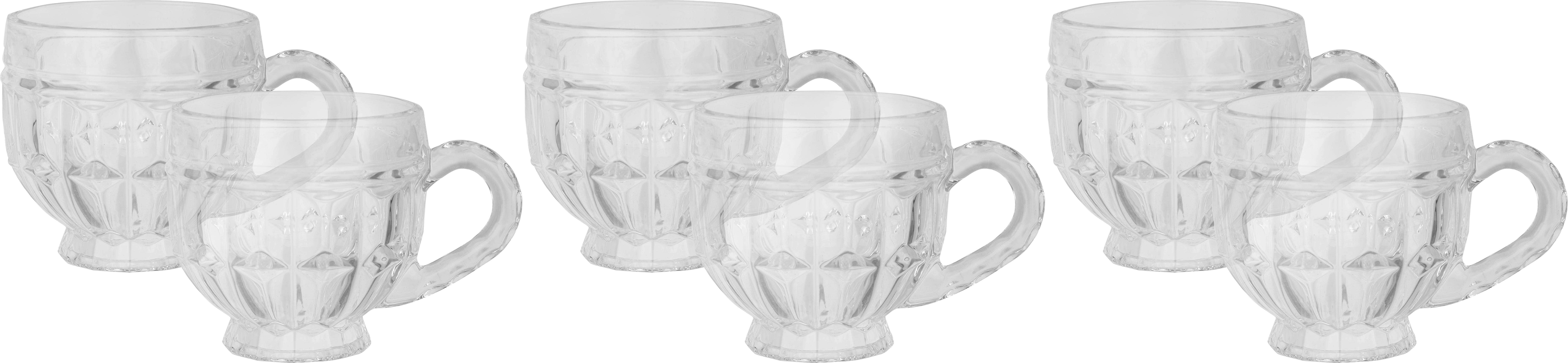Glass Mug Set, 6 Pieces, 200 ml - Clear