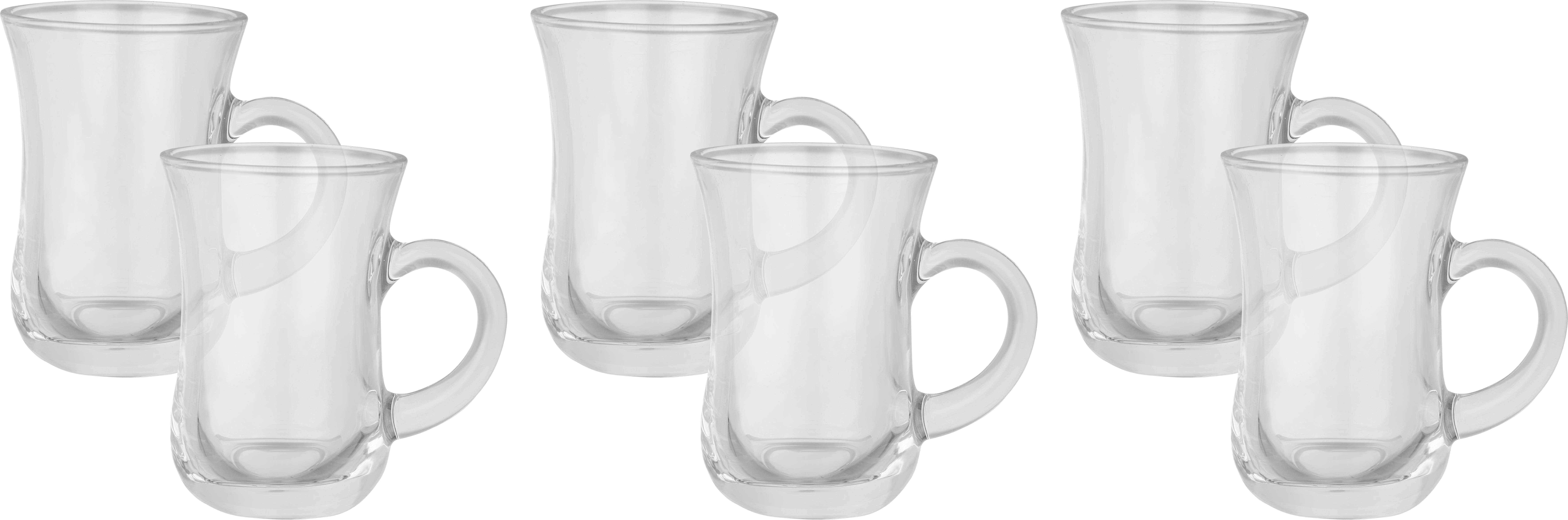 Glass Mug Set, 6 Pieces, 145 ml - Clear