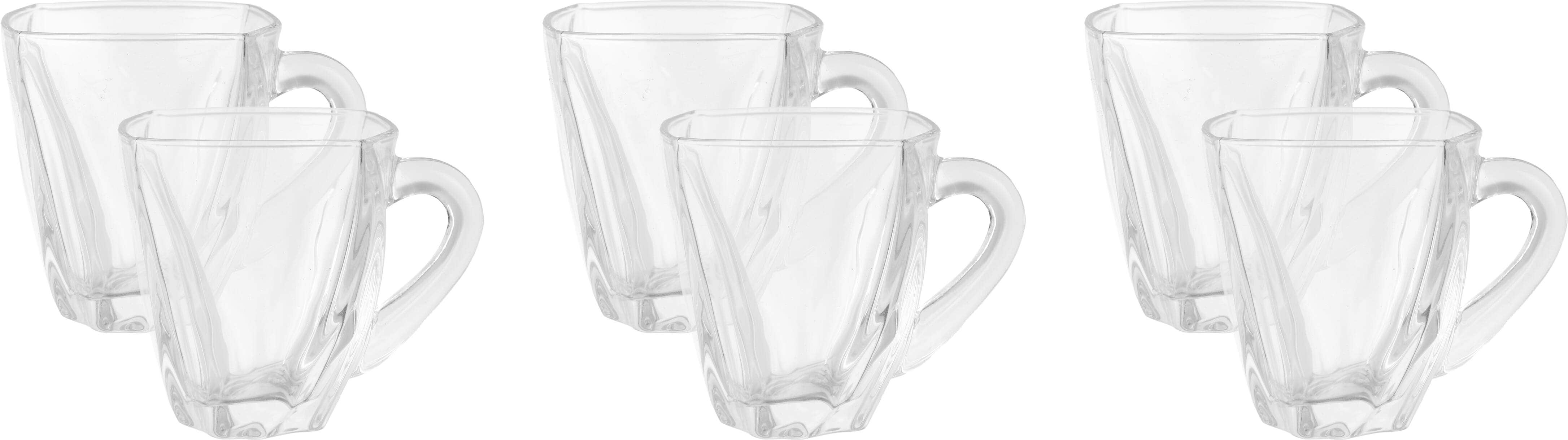 Glass Mug Set, 6 Pieces, 130 ml - Clear