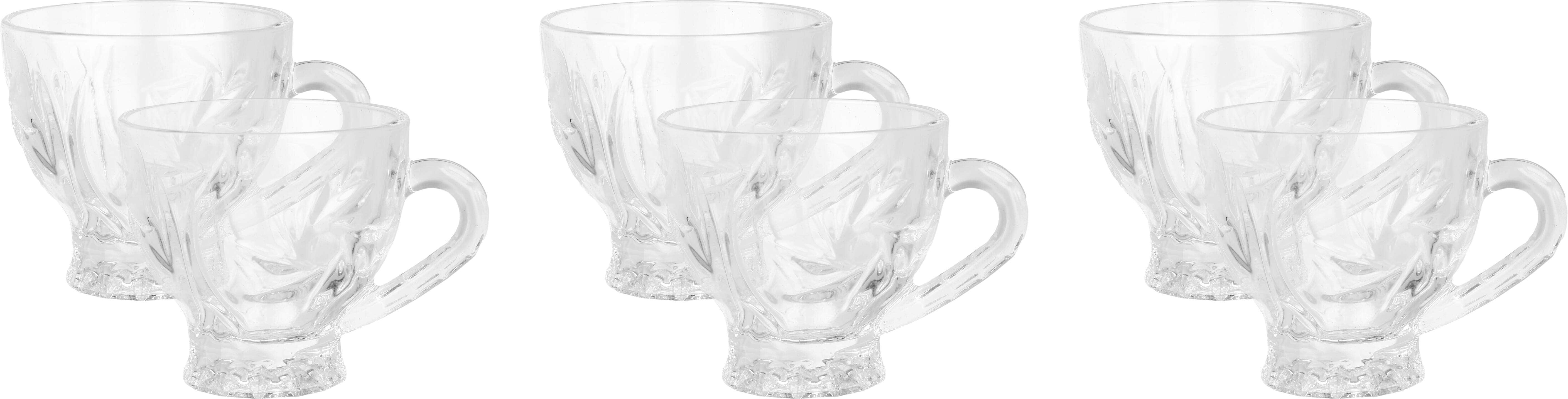Glass Mug Set, 6 Pieces, 170 ml - Clear