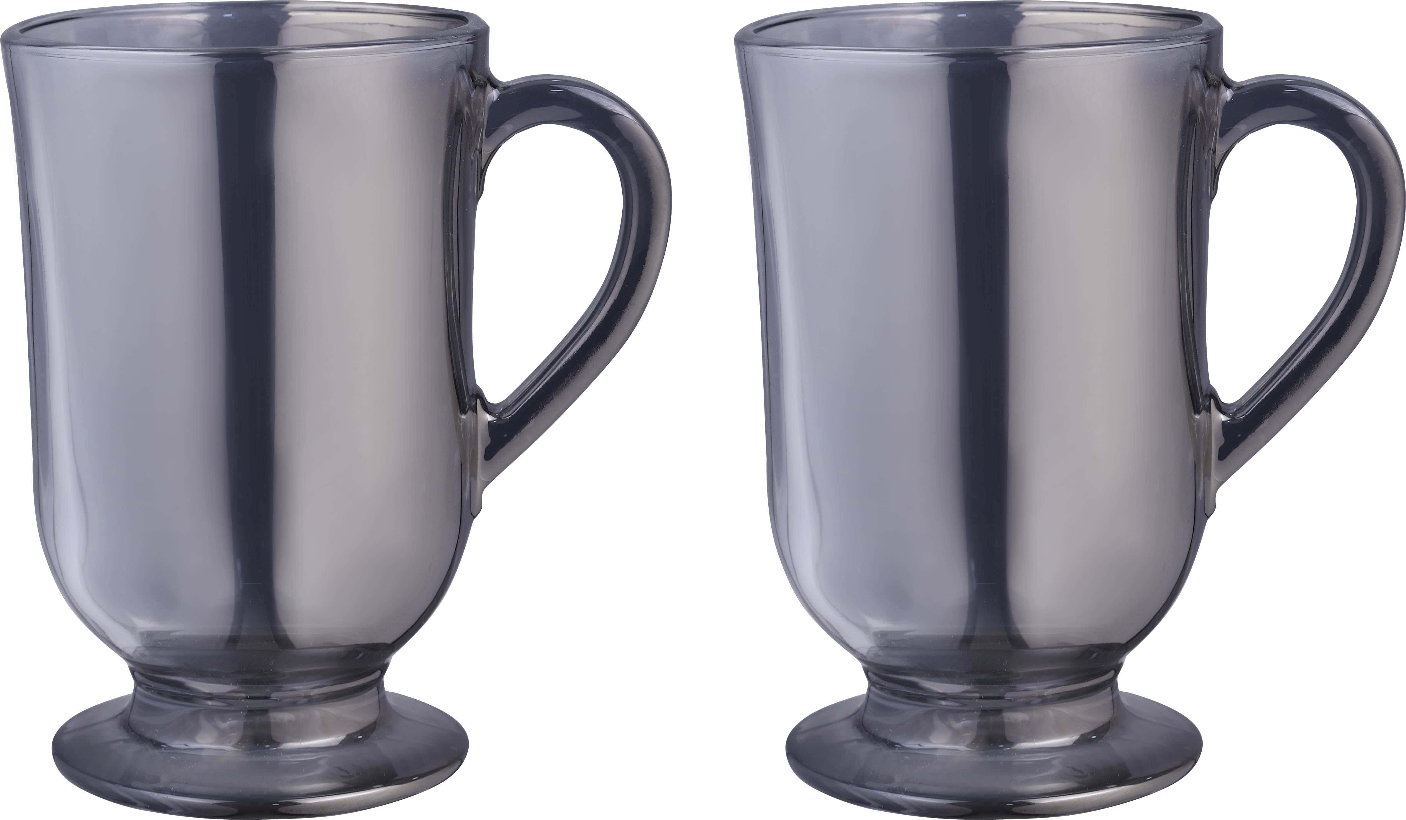 Glass Juice Mug Set, 2 Pieces, 300 ml - Grey