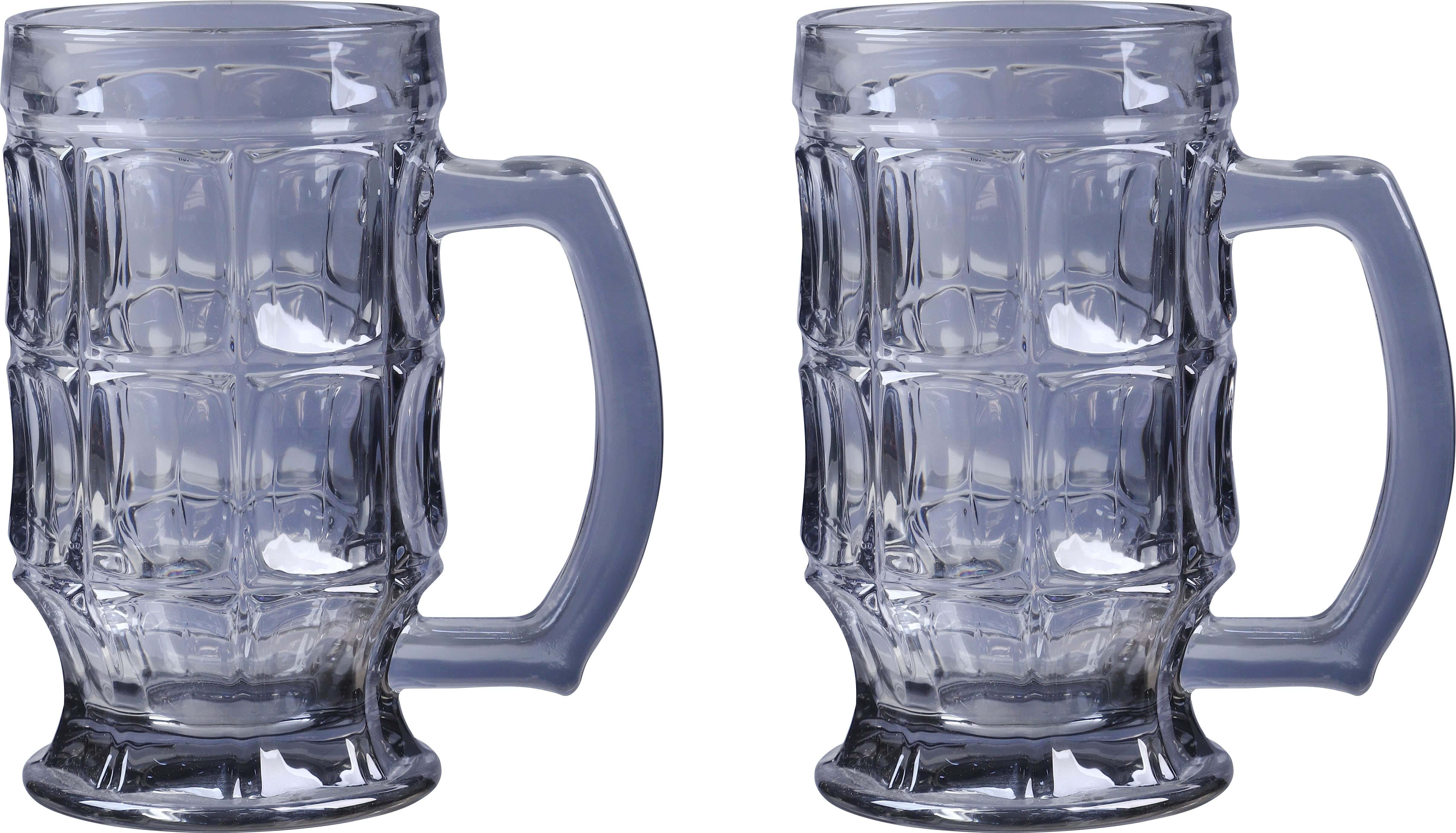 Glass Juice Mug Set, 2 Pieces, 400 ml - Grey