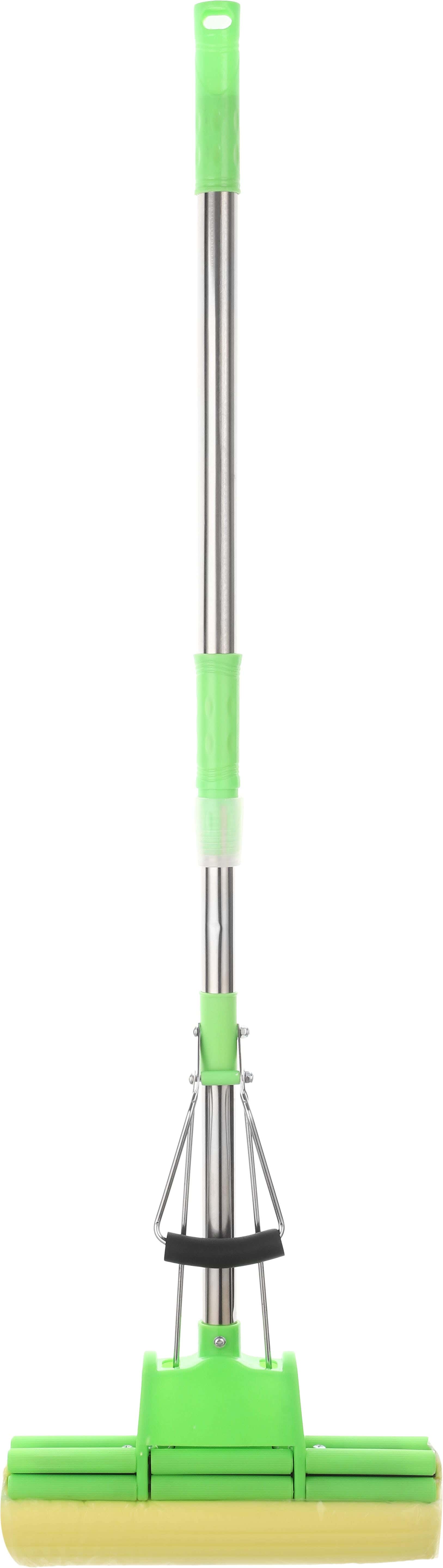 Floor Mop with Wringer, 27 cm, with 97 cm Metal Handle - Green