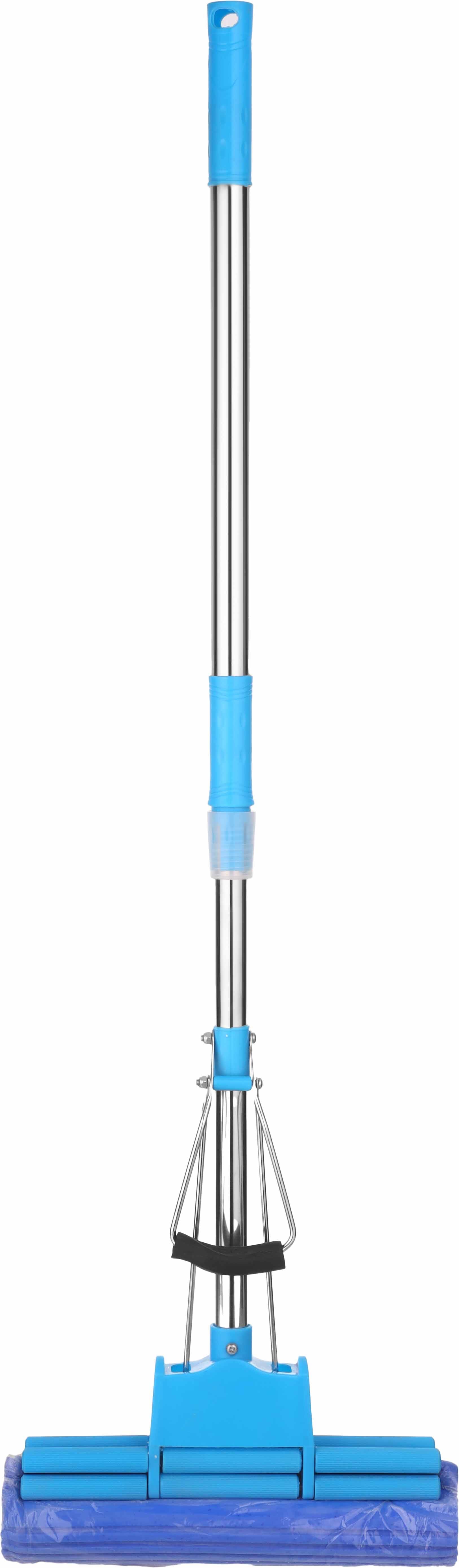 Floor Mop with Wringer, 27 cm, with 97 cm Metal Handle - Light Blue