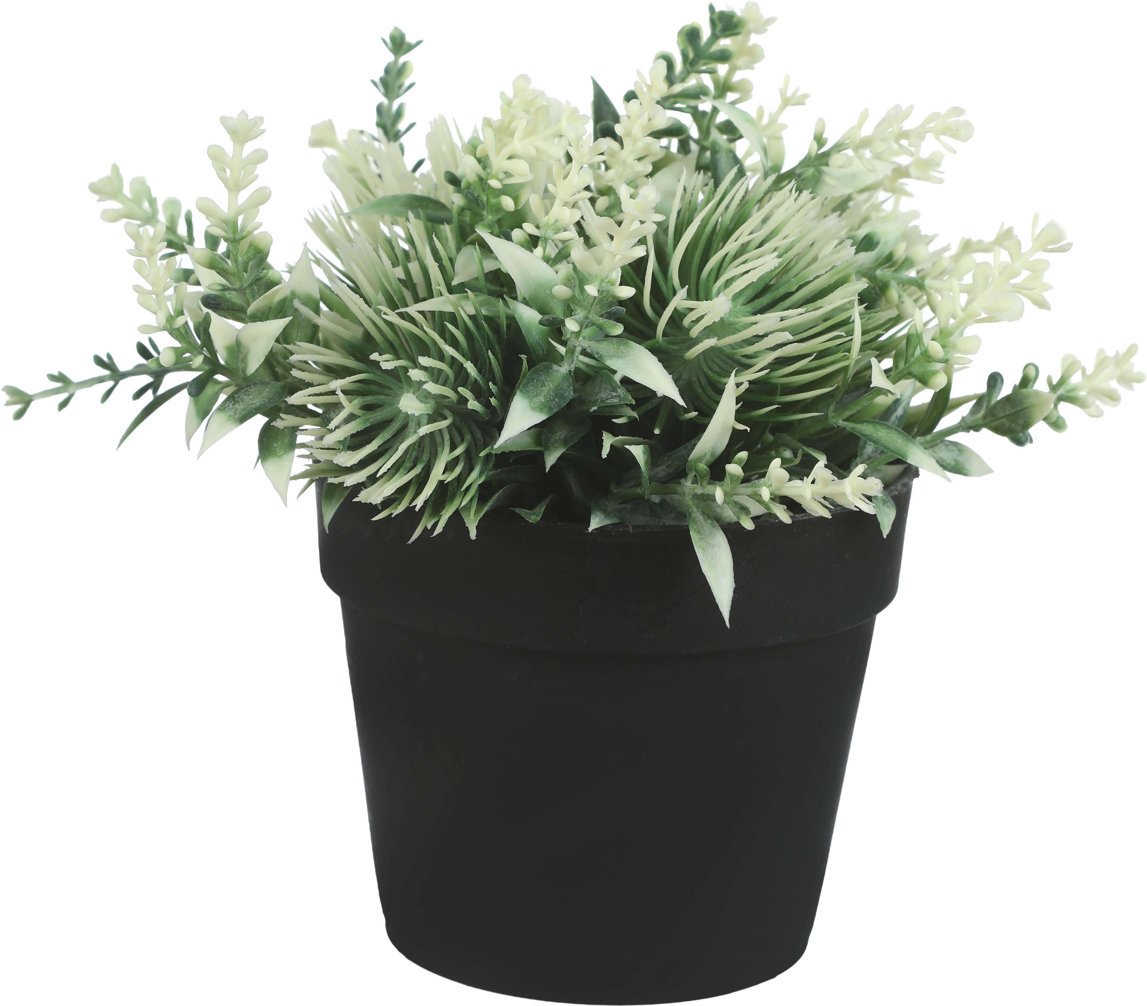 Round Plastic Vase, 9×8 Cm - Black White