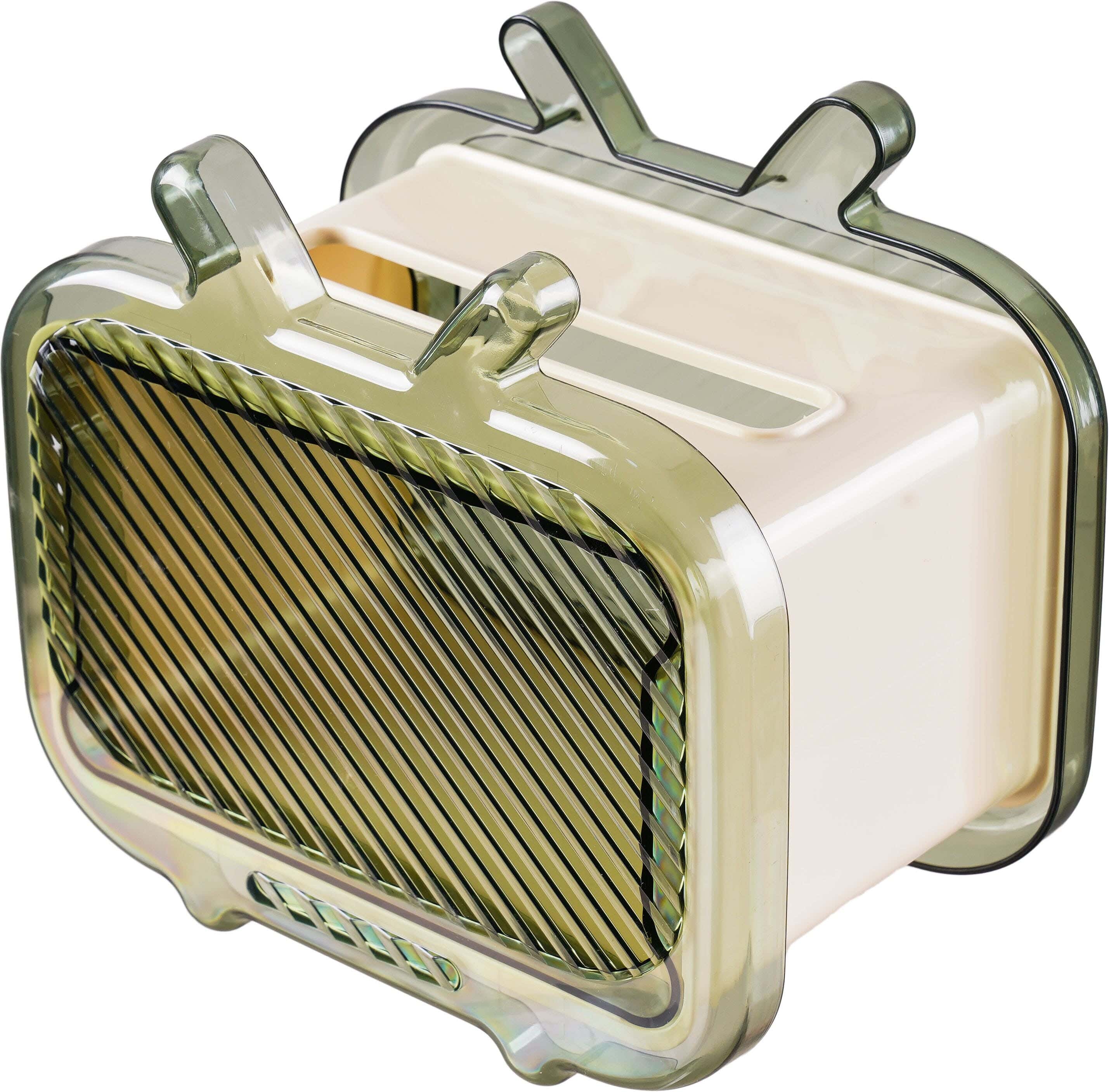 Group Tiger Plastic Tissue Box, 16×18×11 cm - Olive