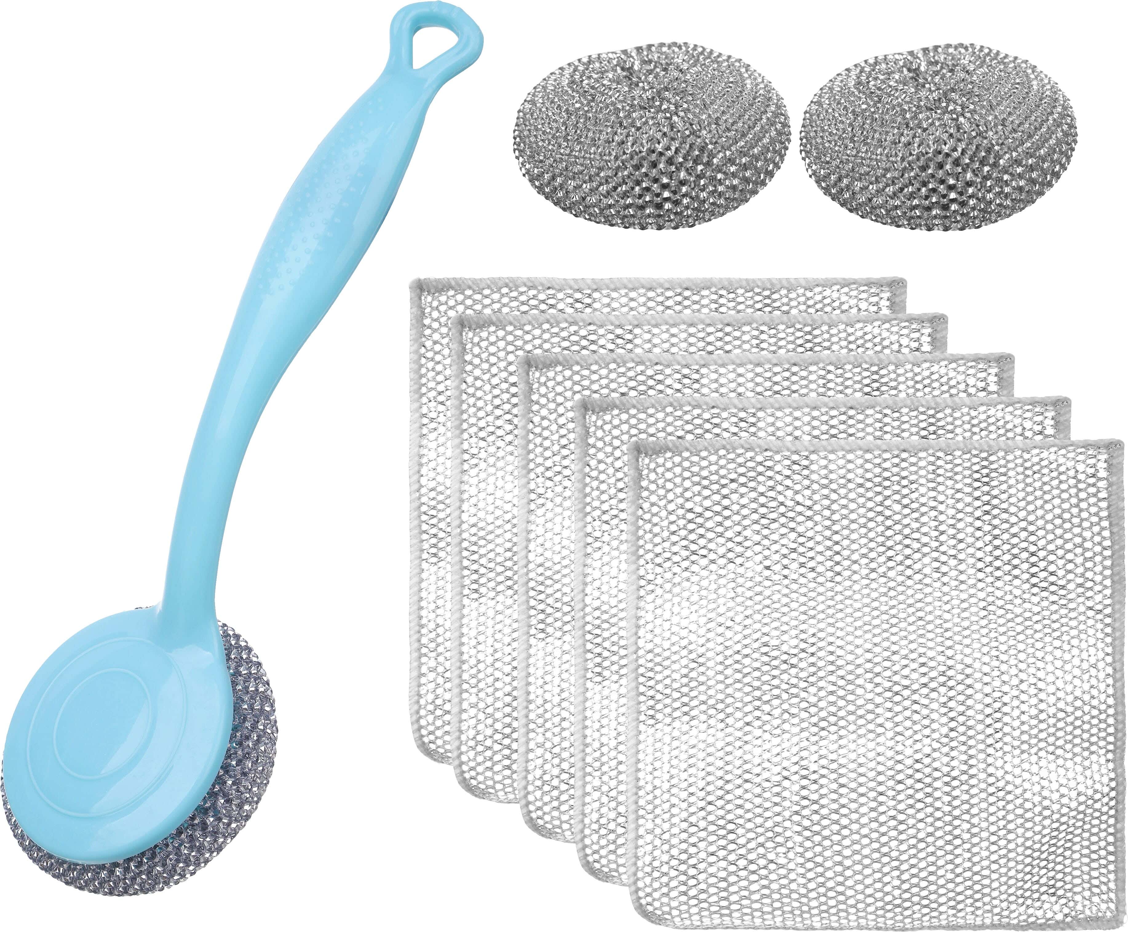 Cleaning Tools Set, 8 Pieces - Light Blue Silver