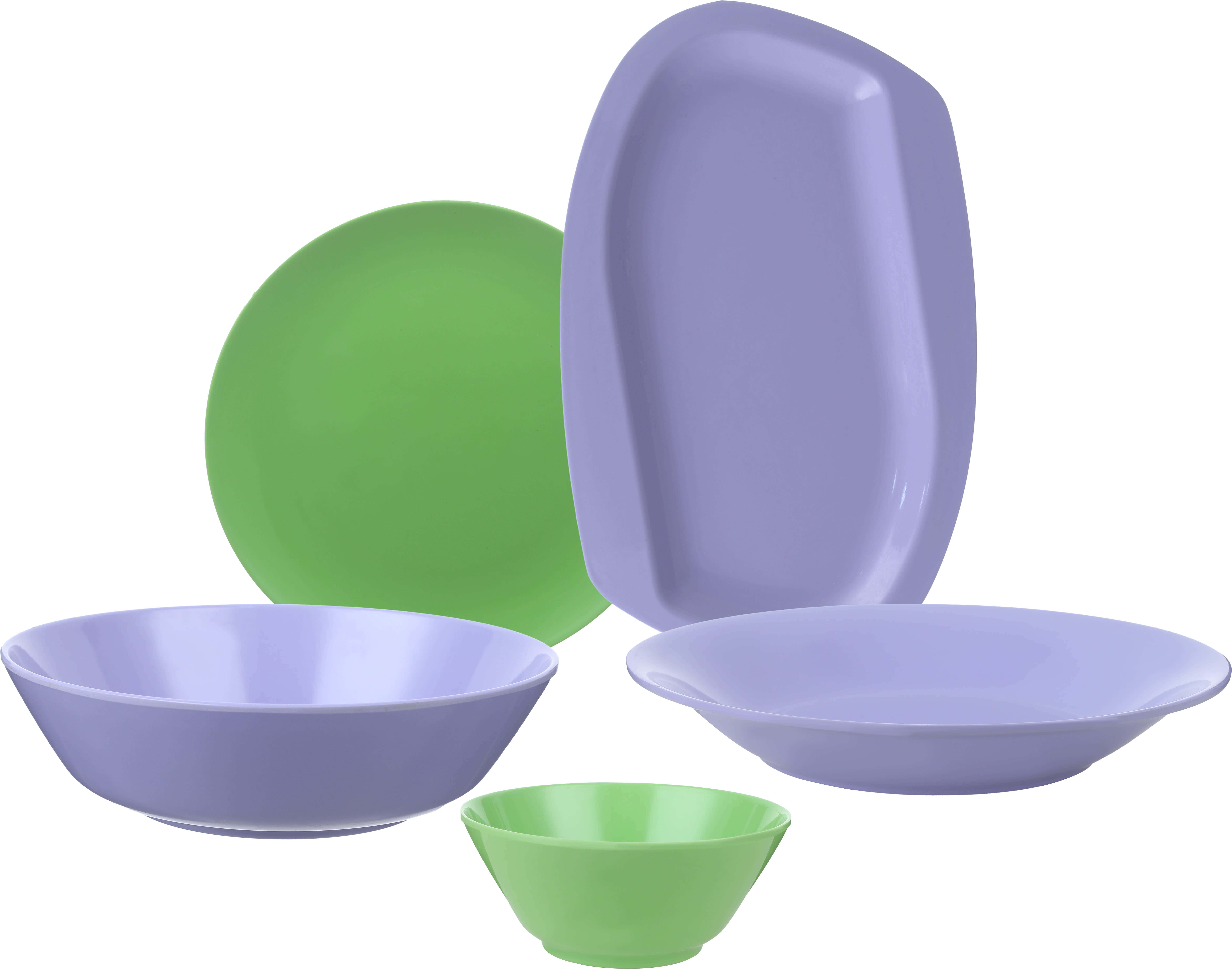 Al Shreif Melamine Dinner Set, 20 Pieces - Green Mauve
