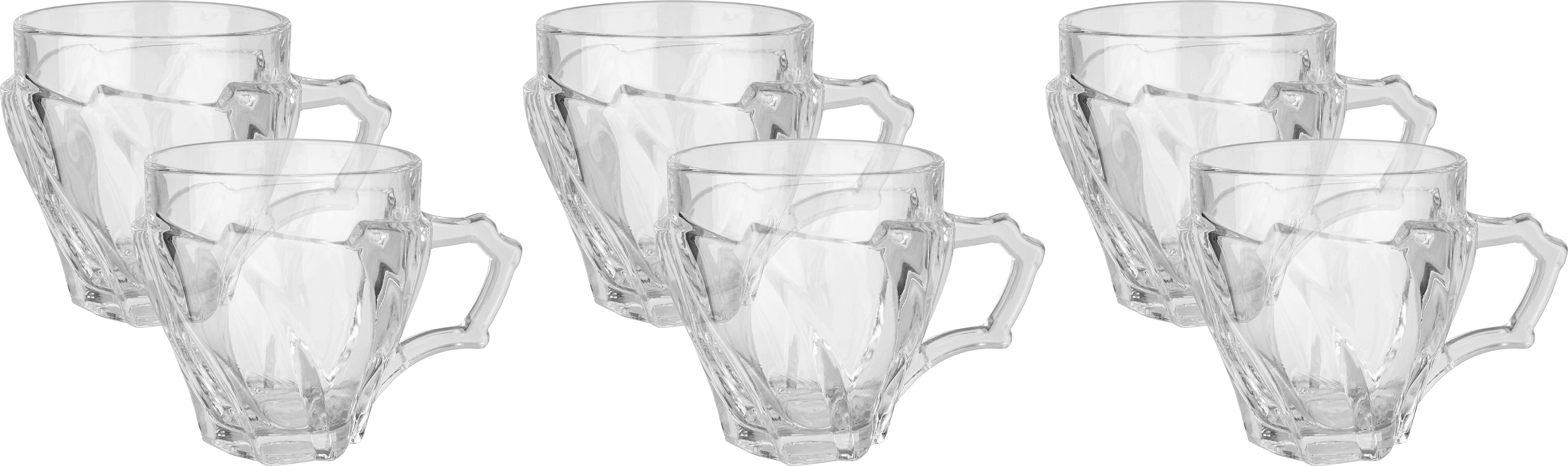 Glass Mug Set, 6 Pieces, 240 ml - Clear