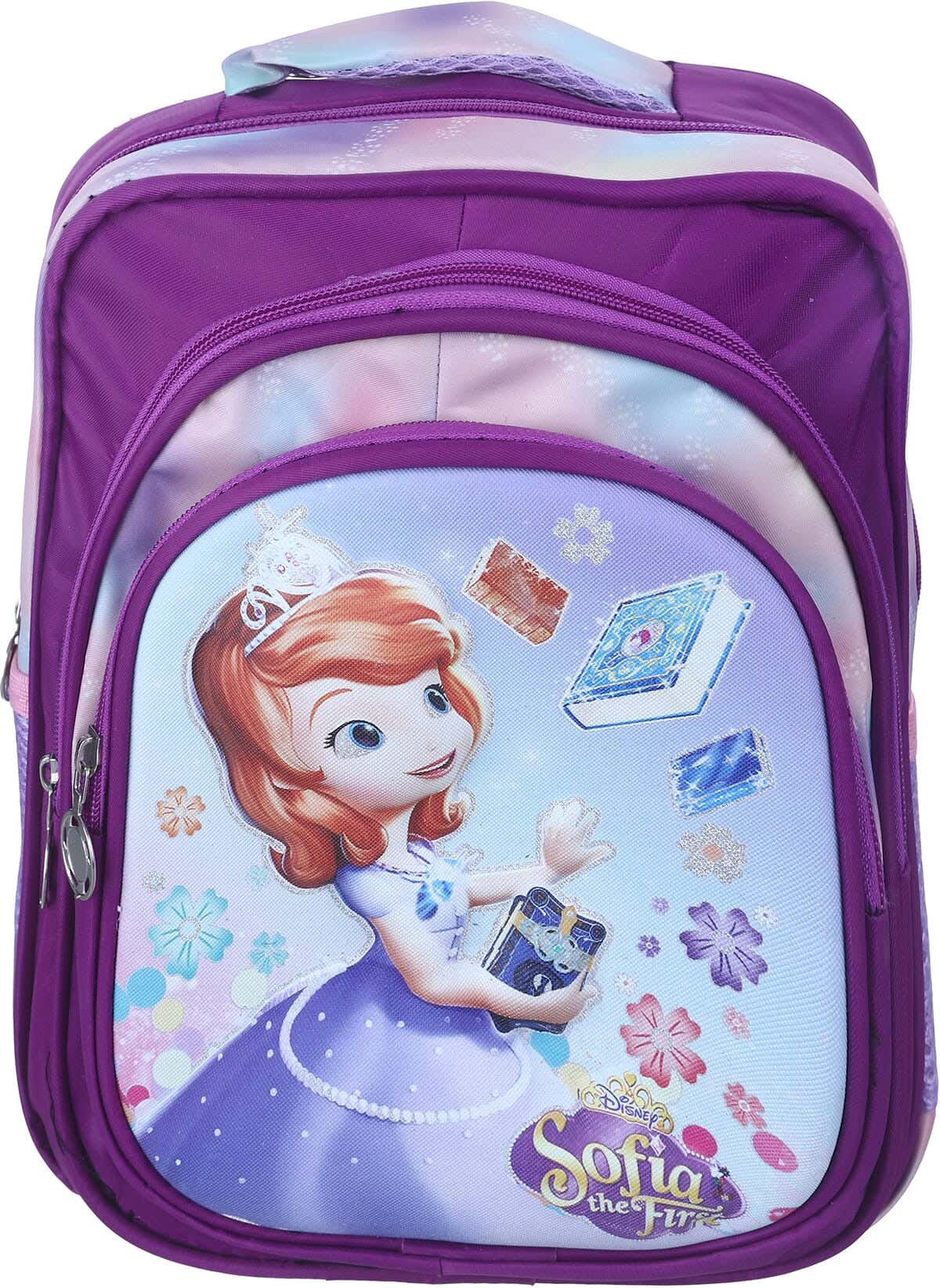 Microfiber School Bag For Girls, 12 Inches, 3 Zippers - Mauve