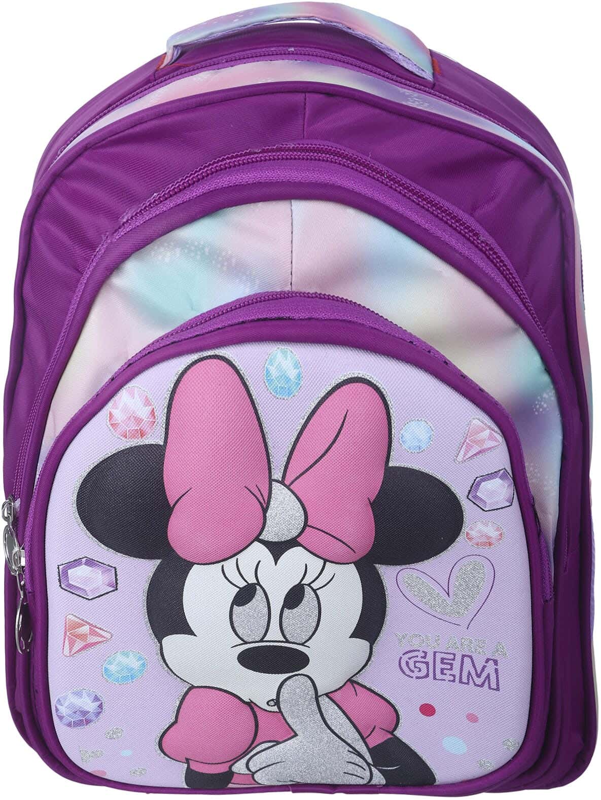 Microfiber School Bag For Girls, 12 Inches, 3 Zippers - Mauve