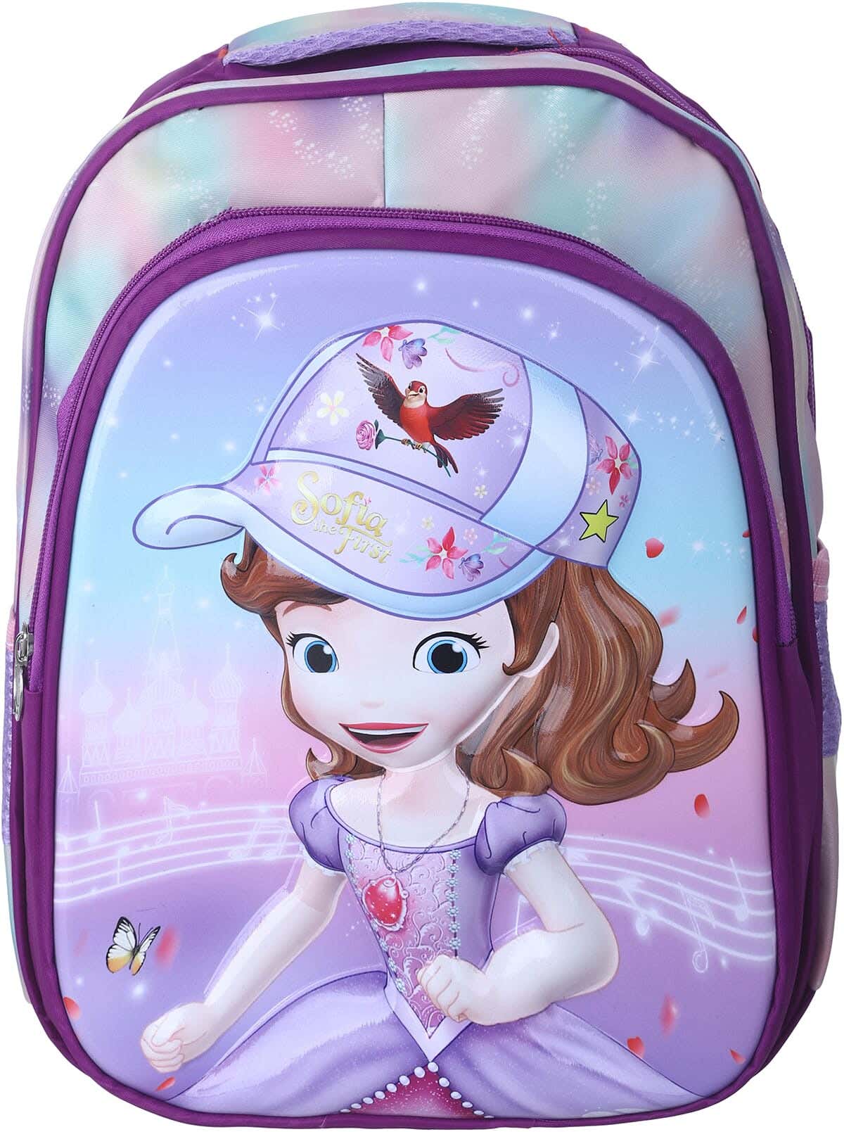 Microfiber School Bag For Girls, 13 Inches, 2 Zippers - Mauve