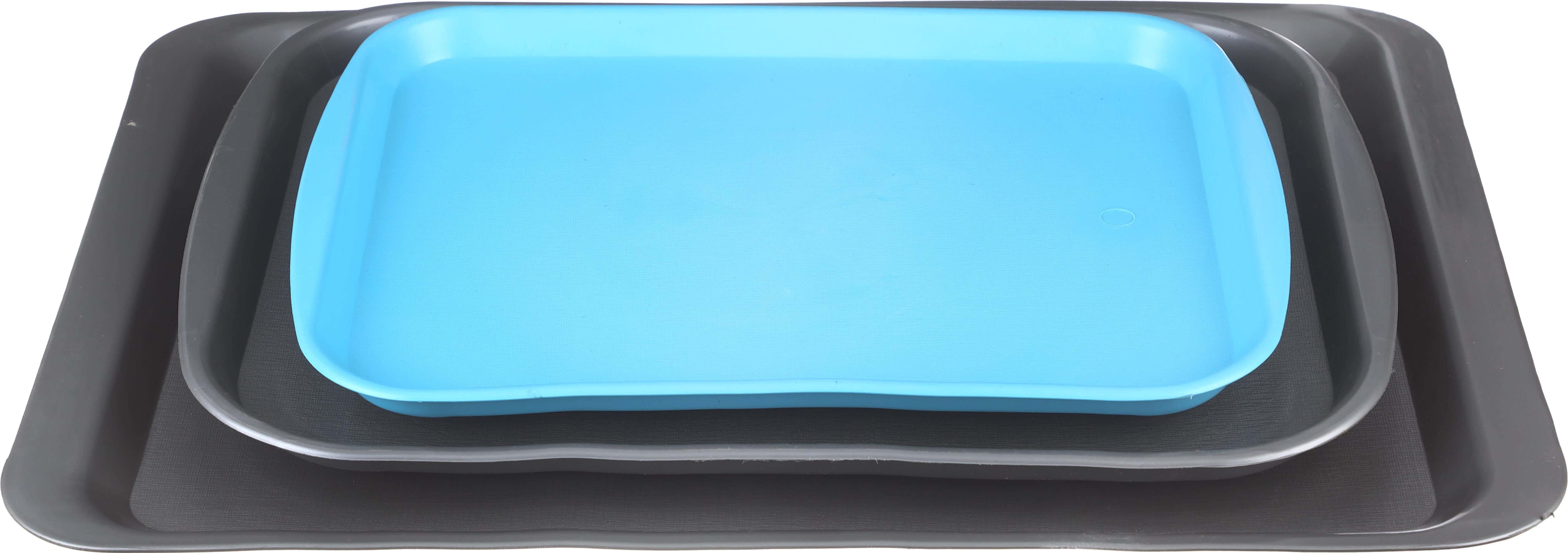 El Hoda Rectangular Plastic Serving Tray Set, 3 Pieces