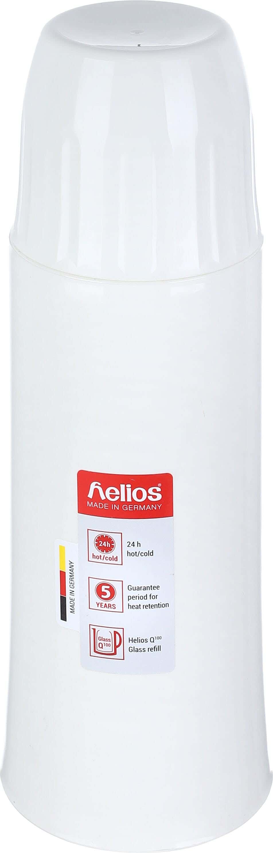 Helios Plastic Thermal Thermos, Glass Core, 250 ml - White