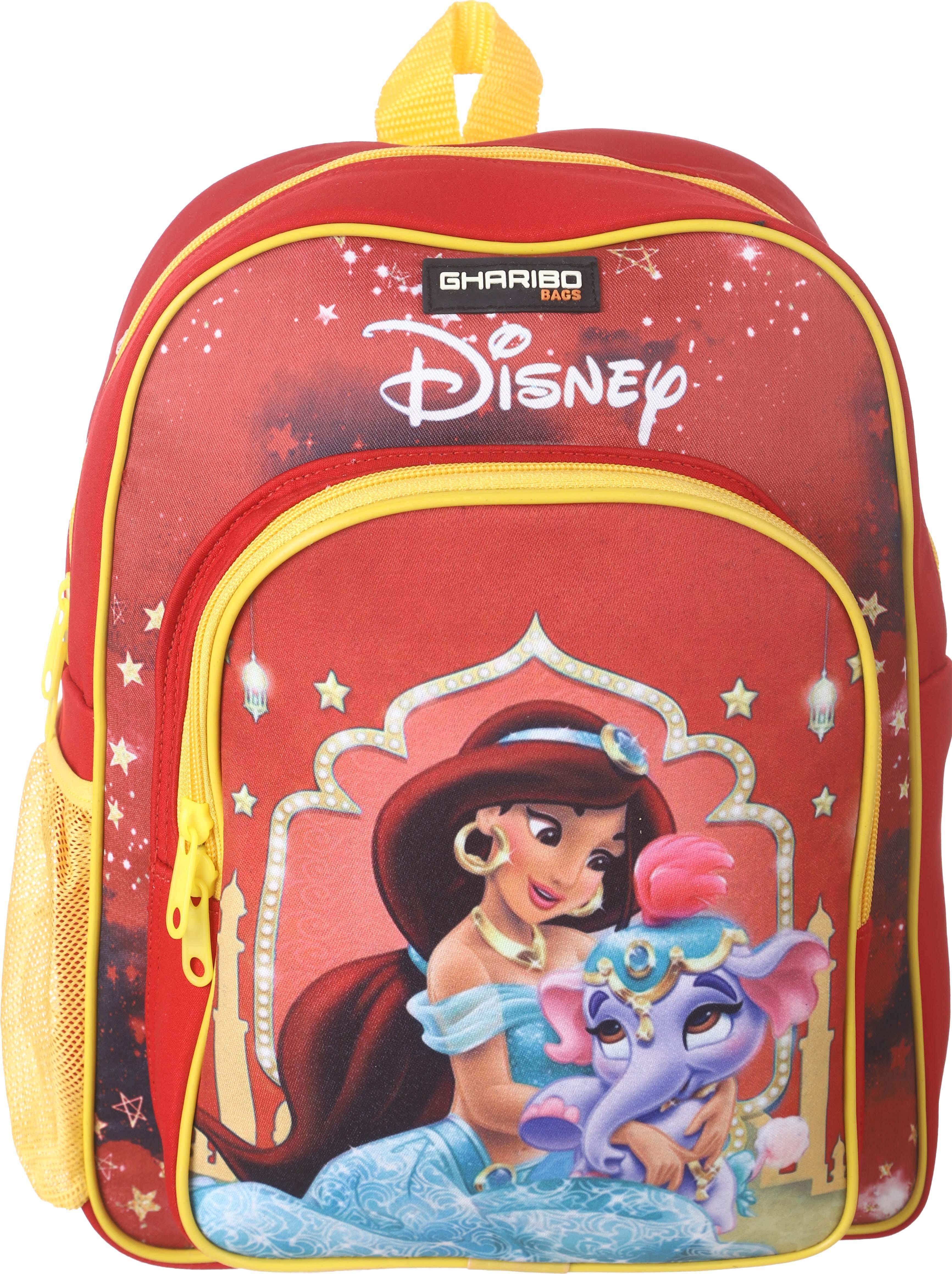 Gharibo Bag Gabardine School Bag for Girls, 2 Zippers, 13 Inch - Red Yellow