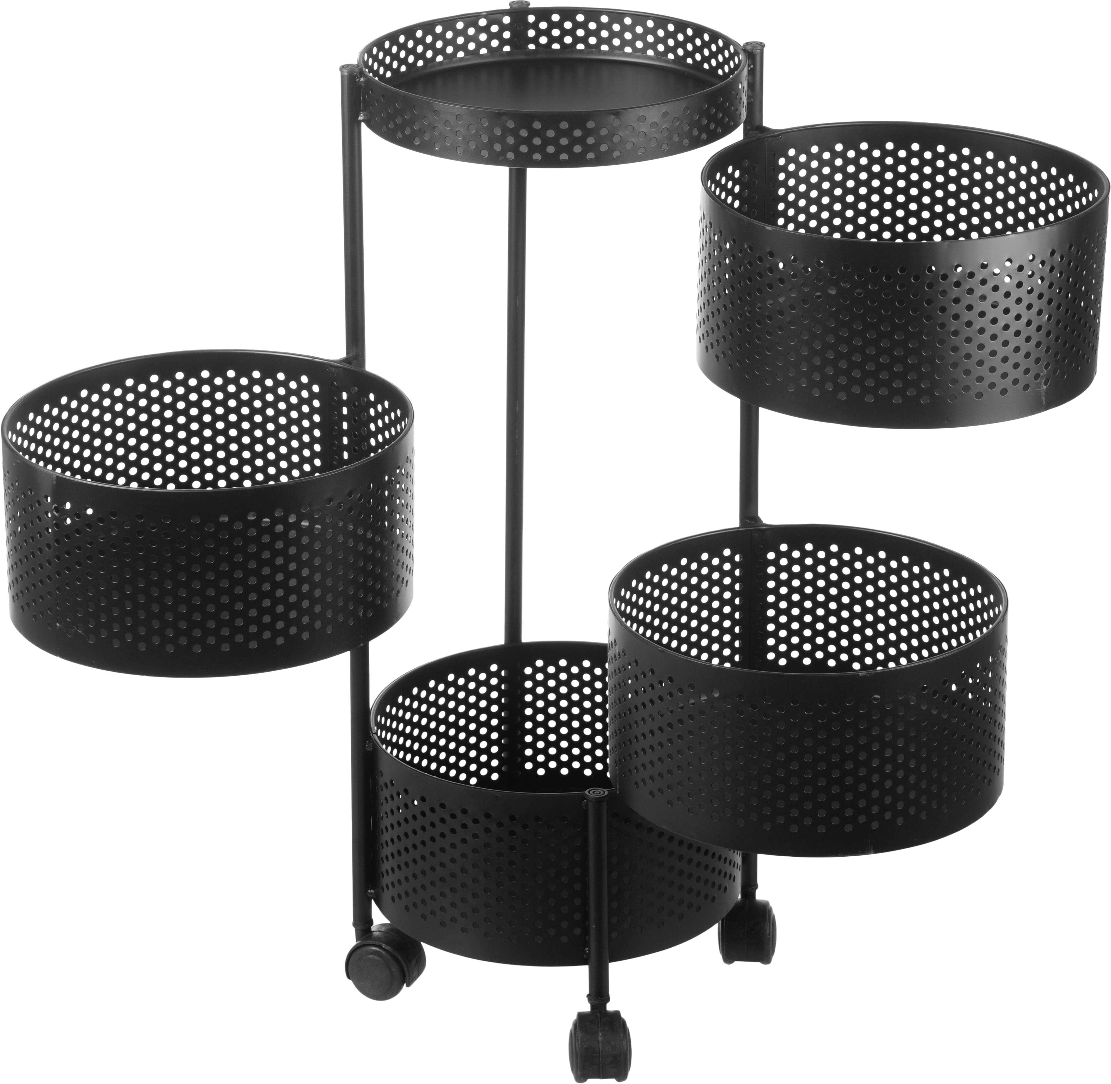 Al Hayah Metal Round Kitchen Turbo, 4 Tiers, 82x28 cm - Black