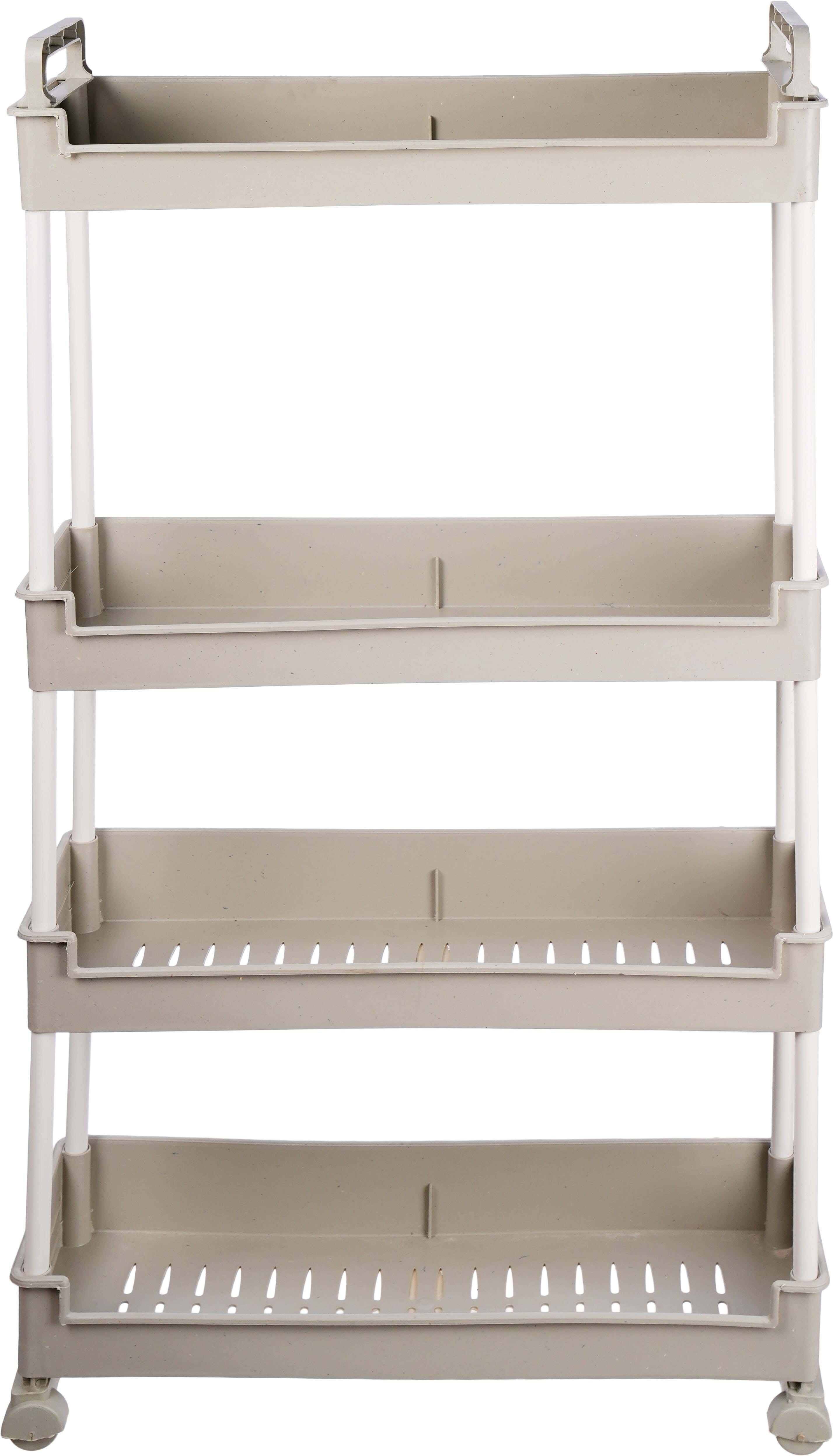 Alealamia Plastic Home Stand, 4 Tiers, 4 Wheels, 54×100 cm - Light Grey