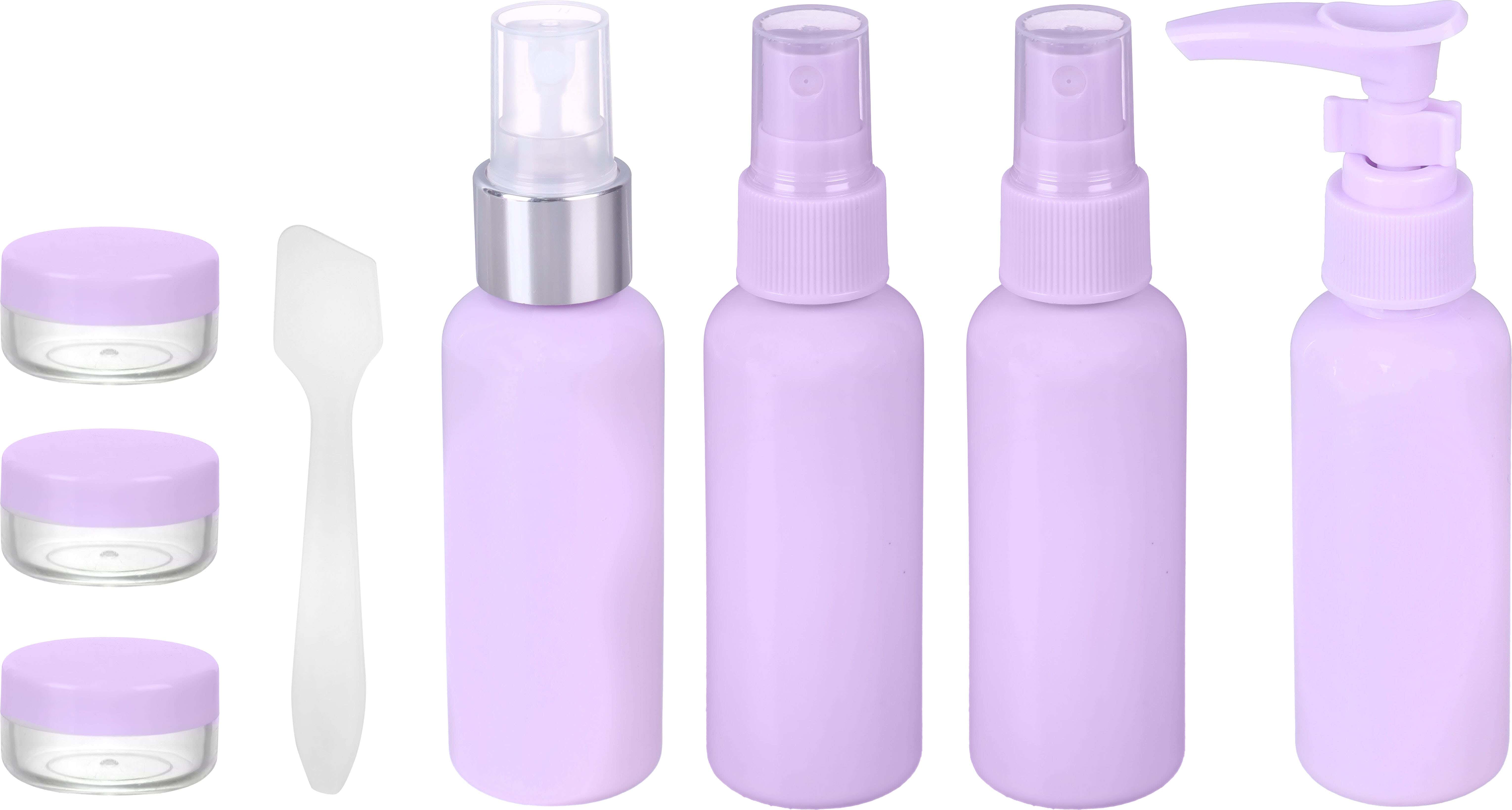 Plastic Makeup and Travel Spray Bottle Set, 8 Pieces - Mauve