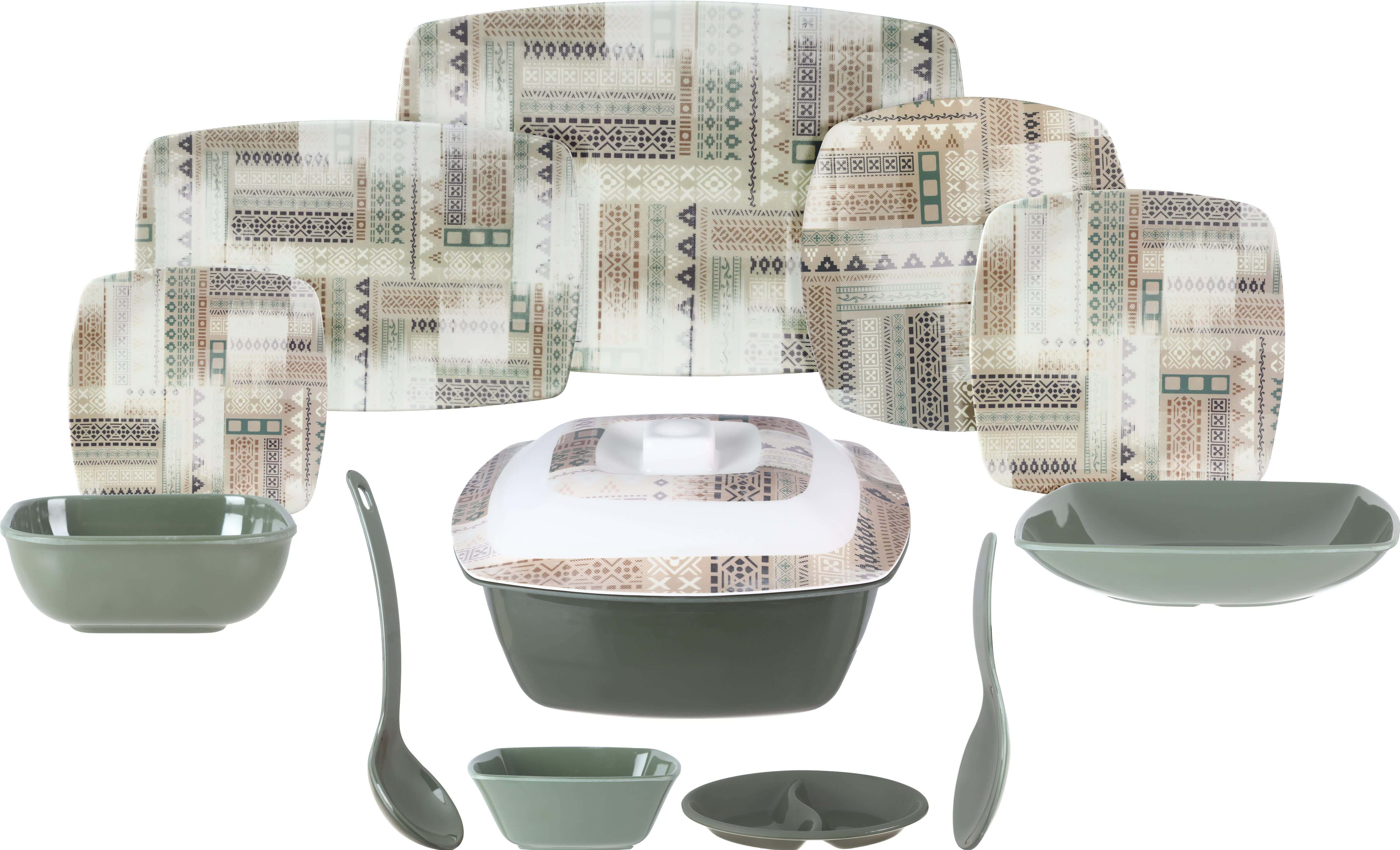Almohandes Melamine Dinner Set, 38 Pieces - Multicolor