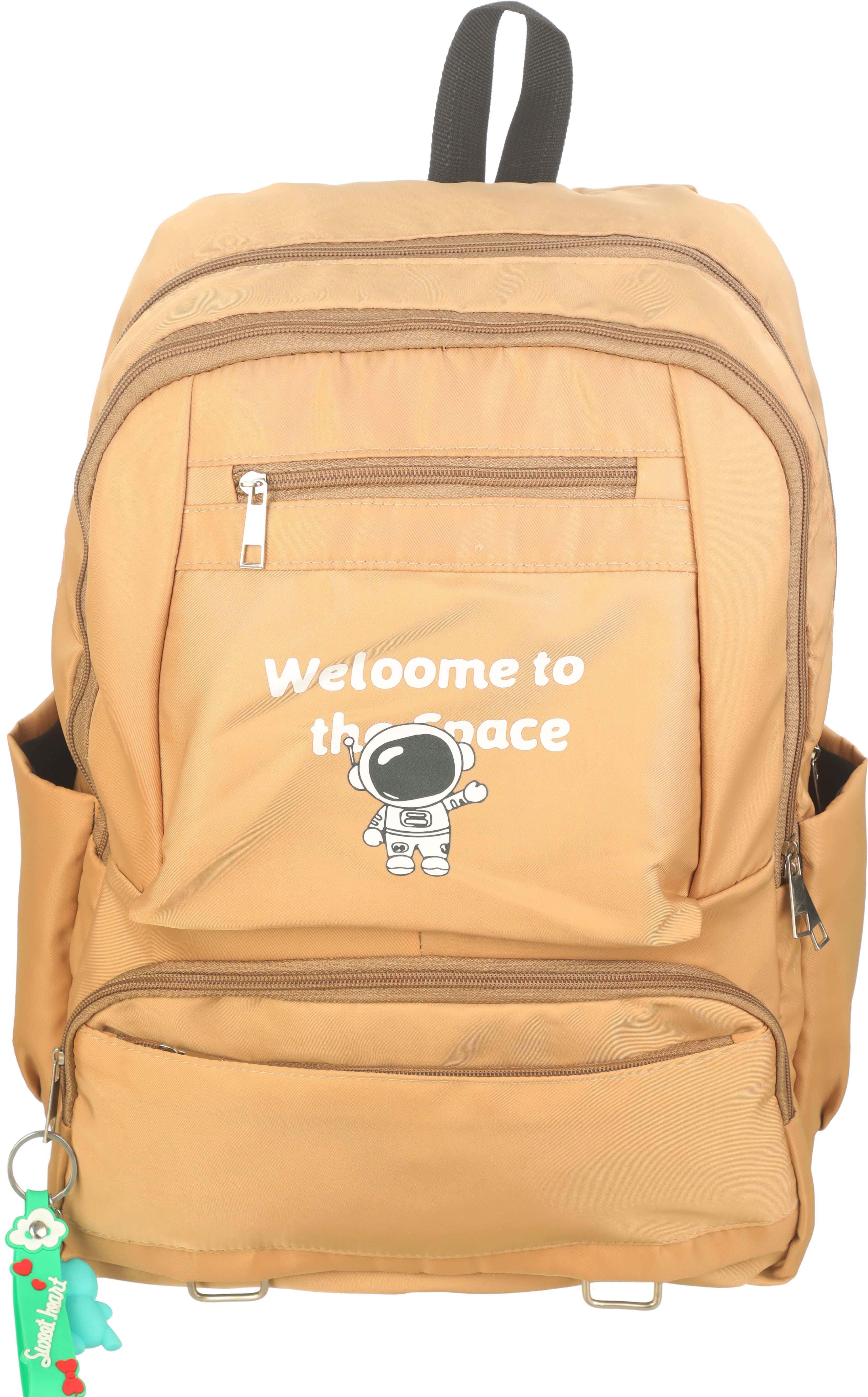 Waterproof School Backpack for Girls 16 inch, 5 Zippers - Beige
