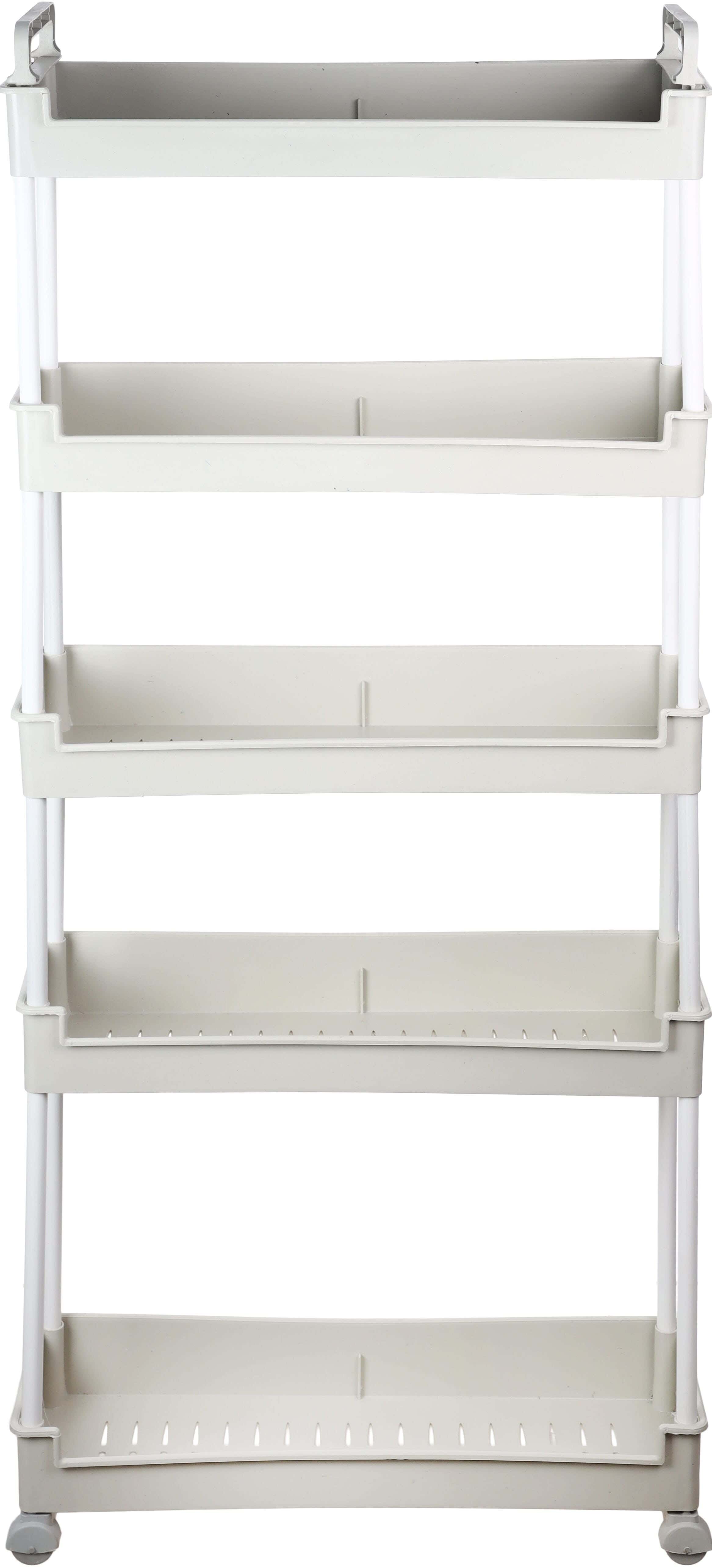Alealamia Plastic Home Stand, 5 Levels, 4 Wheels, 120×45×18 cm - Light Grey