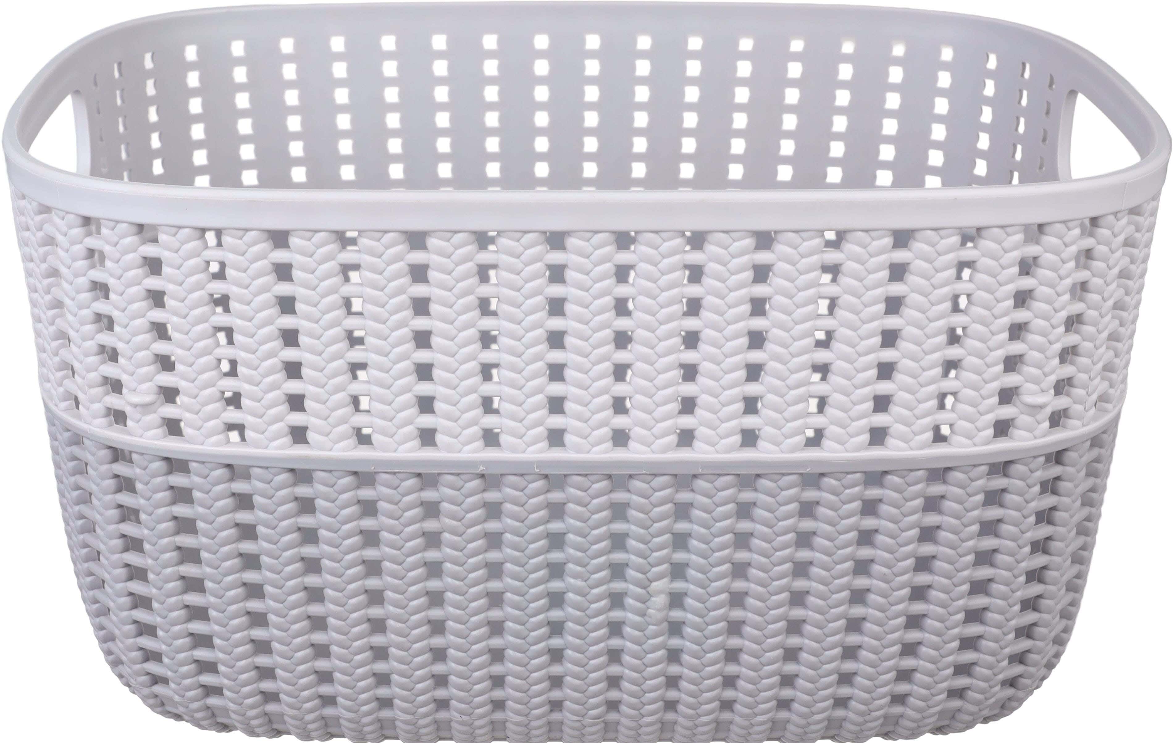 Gondol Plastic Rectangle Laundry Basket, 21.8×28.6×15.1 cm - Grey